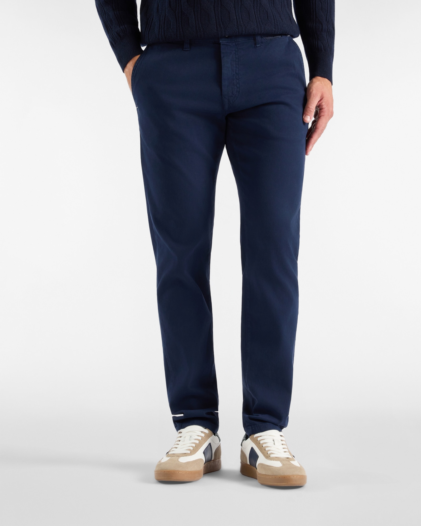 Pantalón de hombre de 5 bolsillos en algodón elástico narrow fit made in italy - Harmont&Blaine - Azul marino Azul marino-1