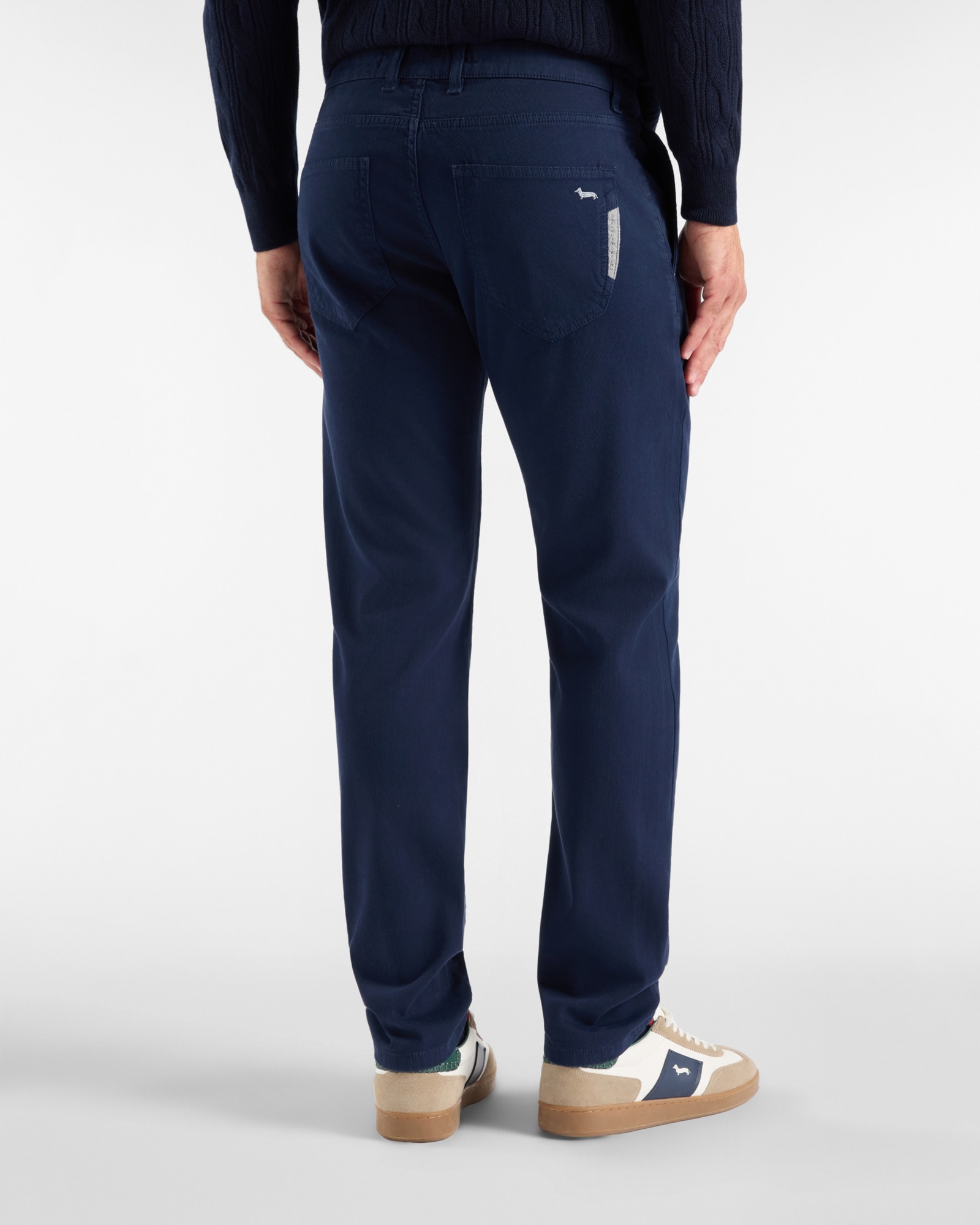 Pantalón de hombre de 5 bolsillos en algodón elástico narrow fit made in italy - Harmont&Blaine - Azul marino Azul marino-2