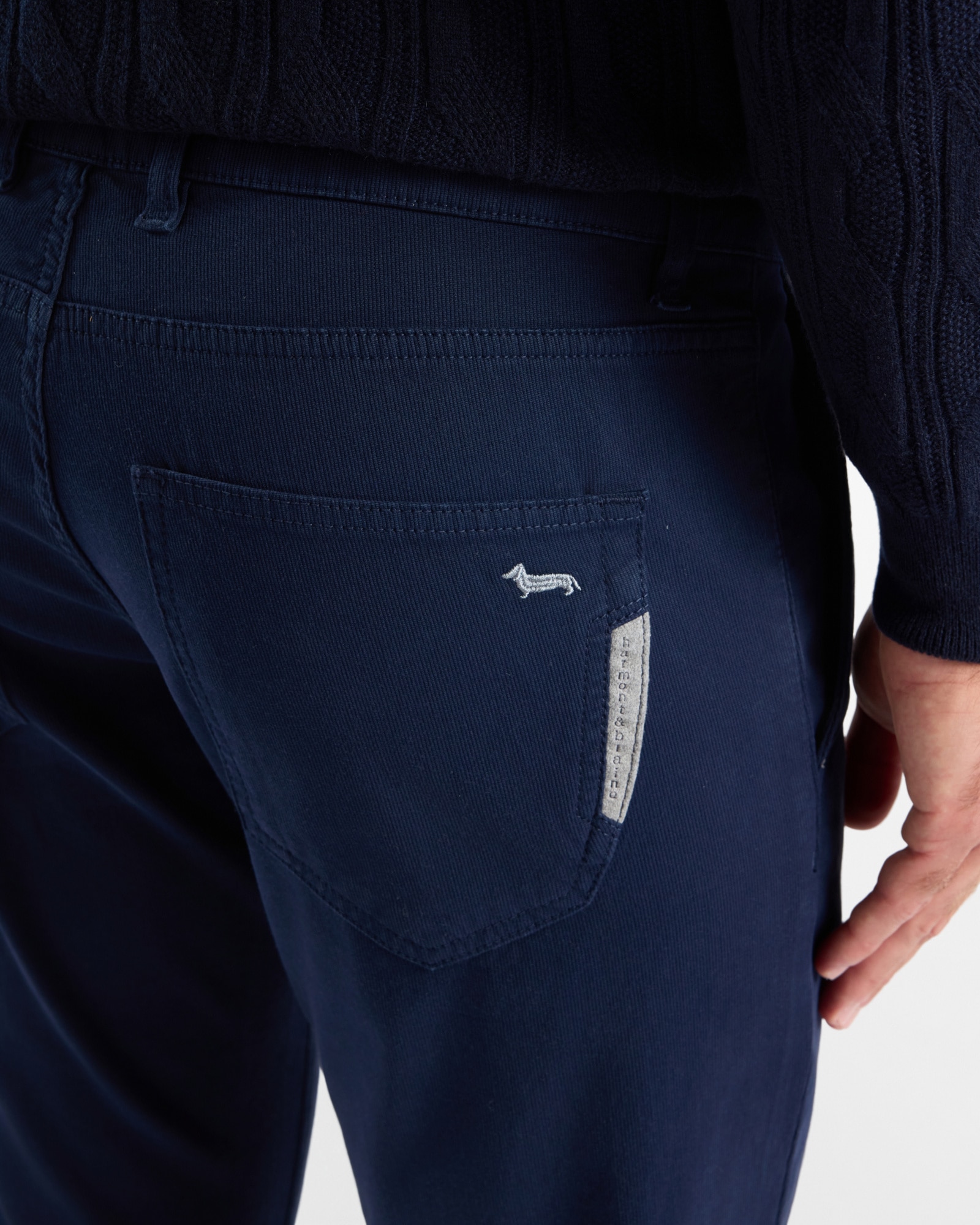 Pantalón de hombre de 5 bolsillos en algodón elástico narrow fit made in italy - Harmont&Blaine - Azul marino Azul marino-3
