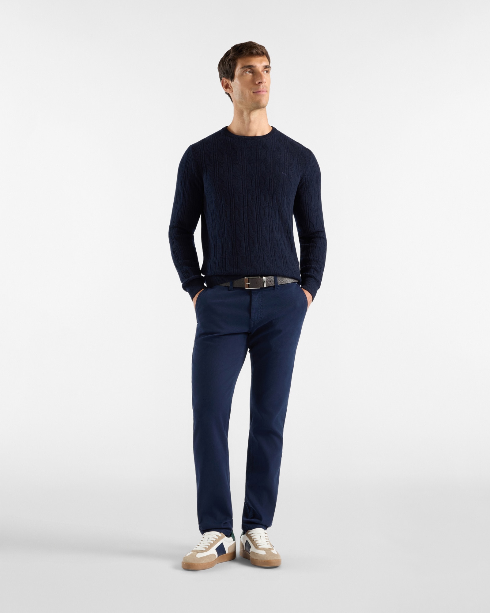 Pantalón de hombre de 5 bolsillos en algodón elástico narrow fit made in italy - Harmont&Blaine - Azul marino Azul marino-4