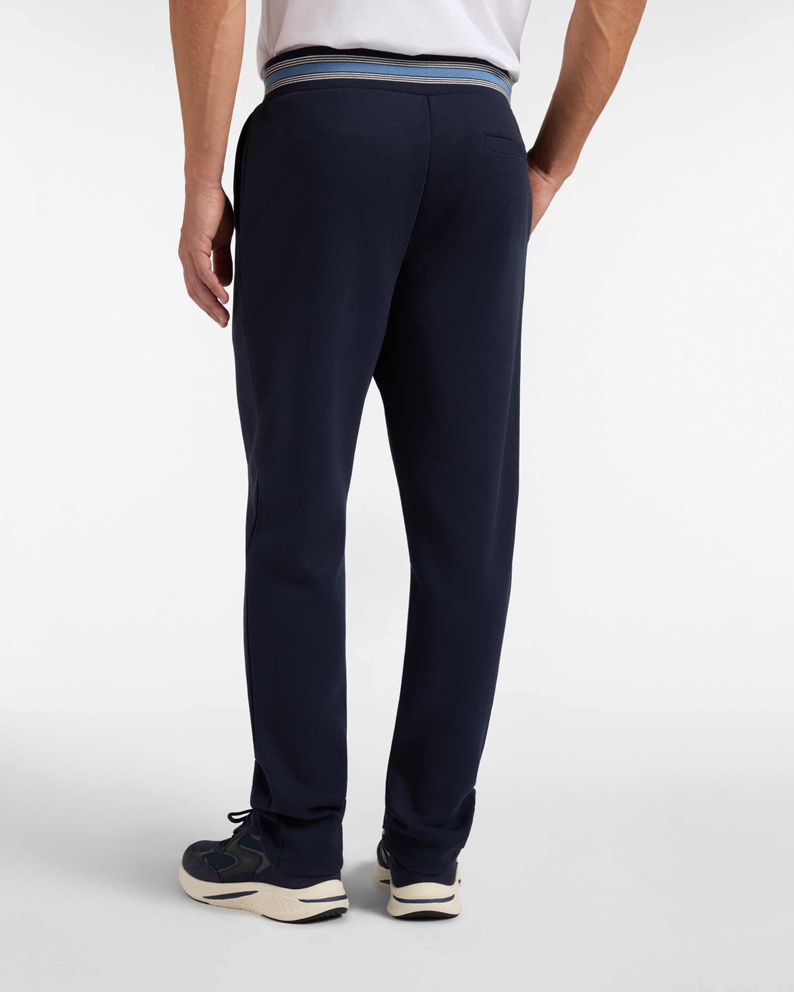Pantalón de hombre en felpa piqué con cinturón de rayas - Harmont&Blaine - Azul marino Azul marino-2