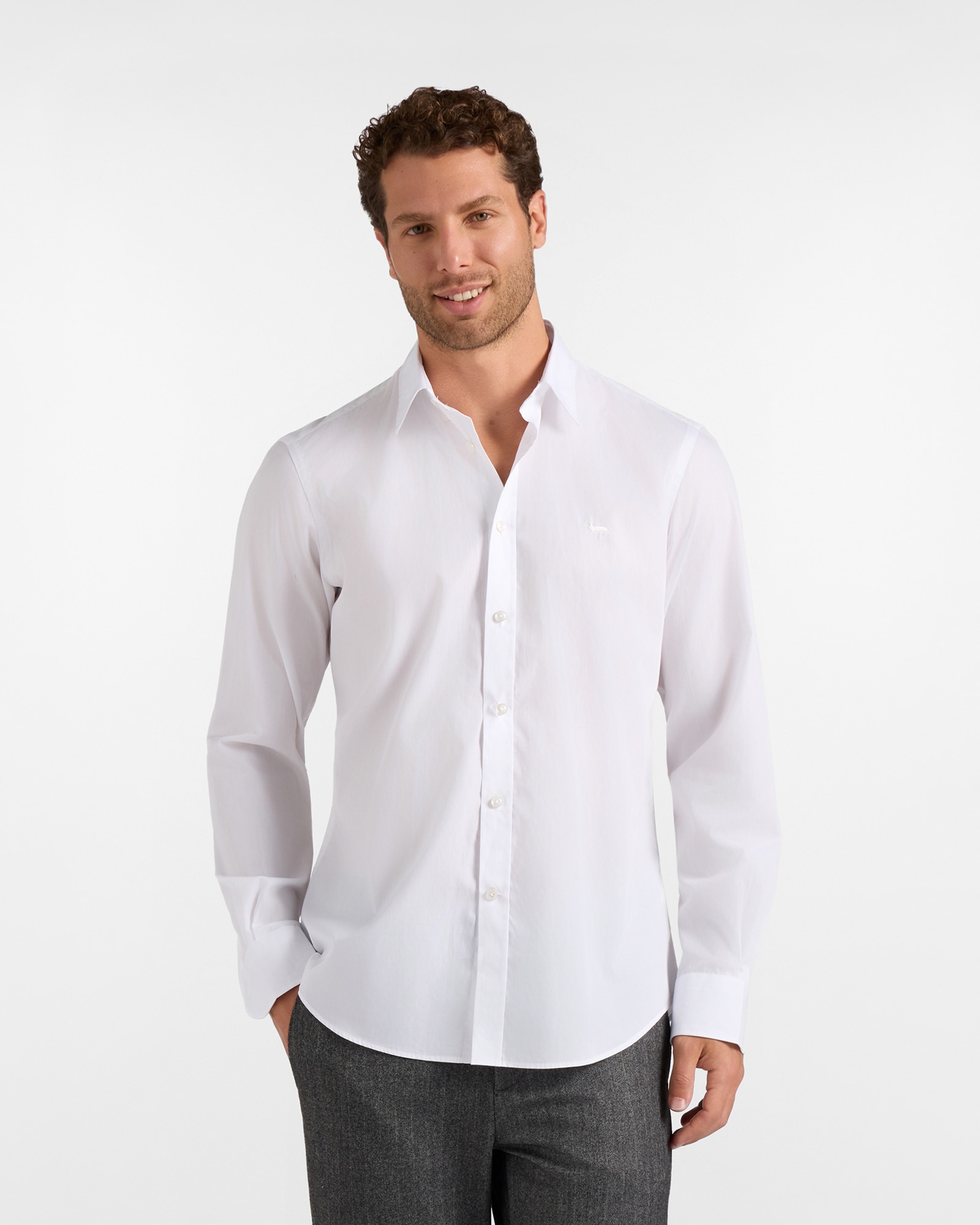 Camisa de hombre en popelín de corte regular - Harmont&Blaine - Blanco Blanco-1