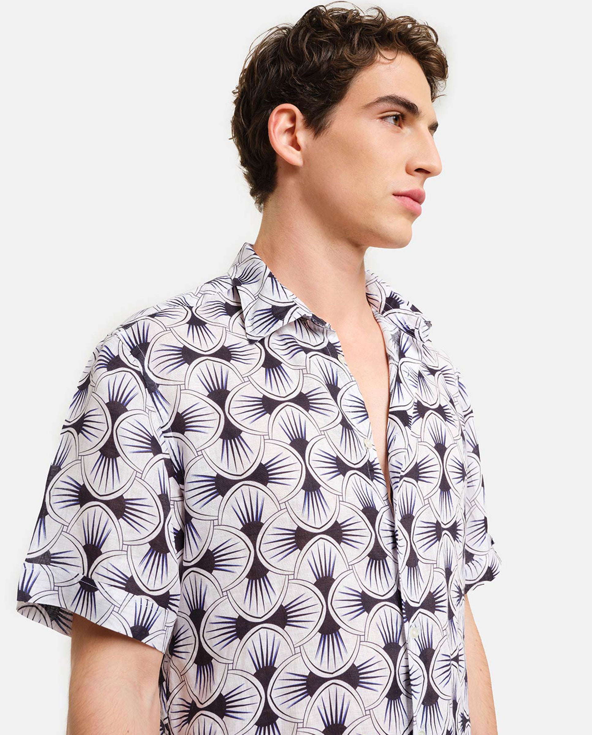 Imagen 2 de Camisa de lino de hombre classic con estampado geométrico - PENINSULA - Multicolor Multicolor