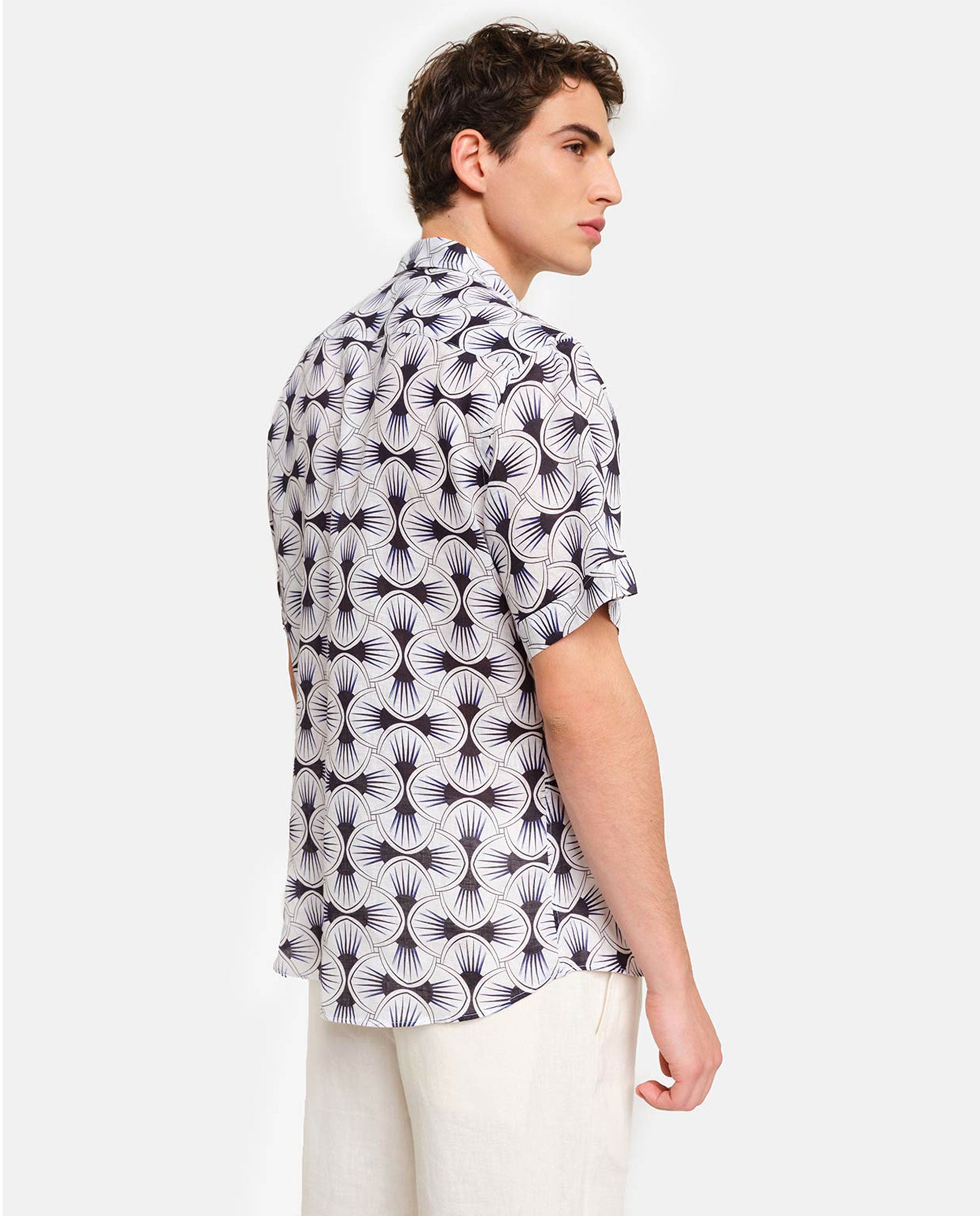 Imagen 3 de Camisa de lino de hombre classic con estampado geométrico - PENINSULA - Multicolor Multicolor