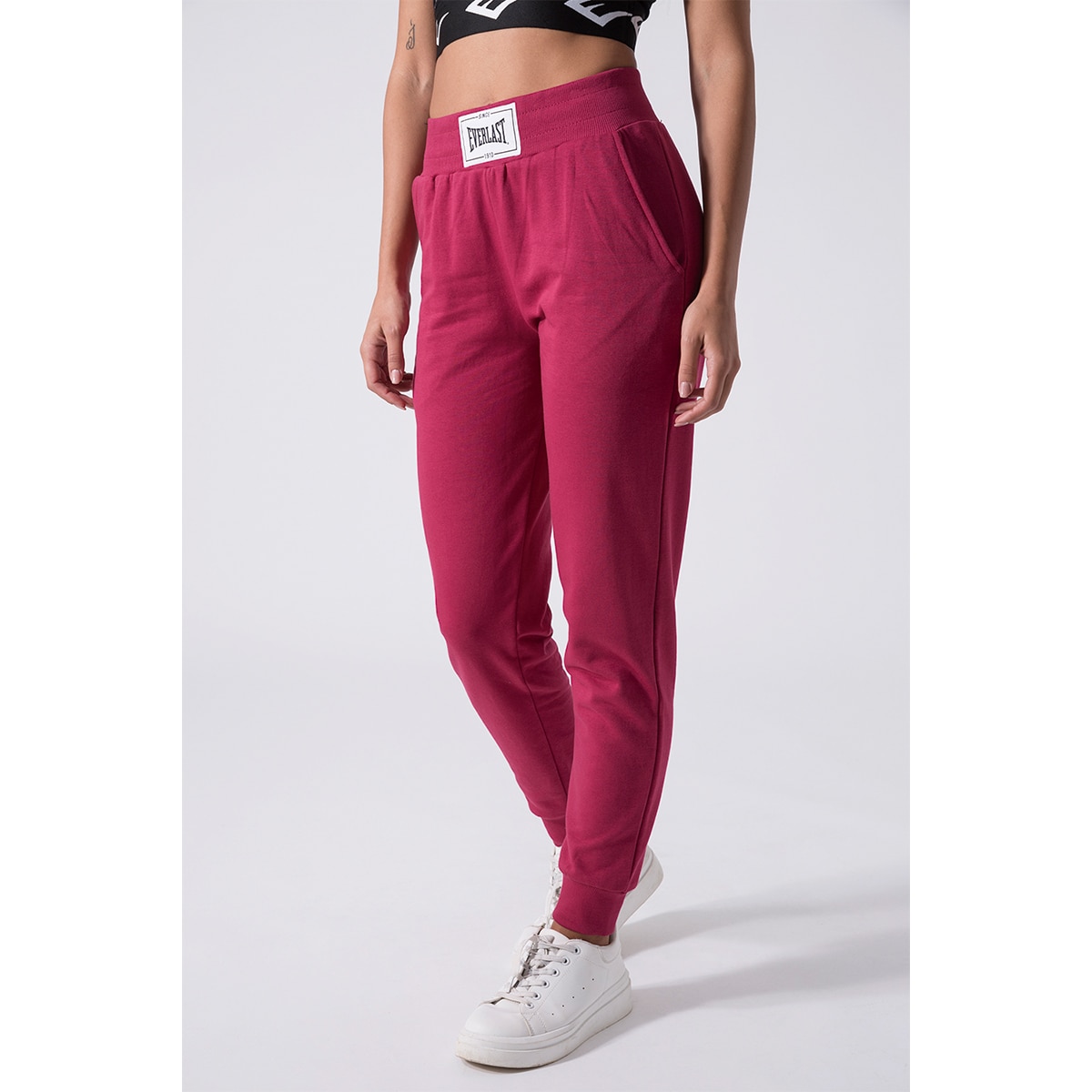 Pantalón de mujer bajo ceñido Everlast - Rojo Rojo-5