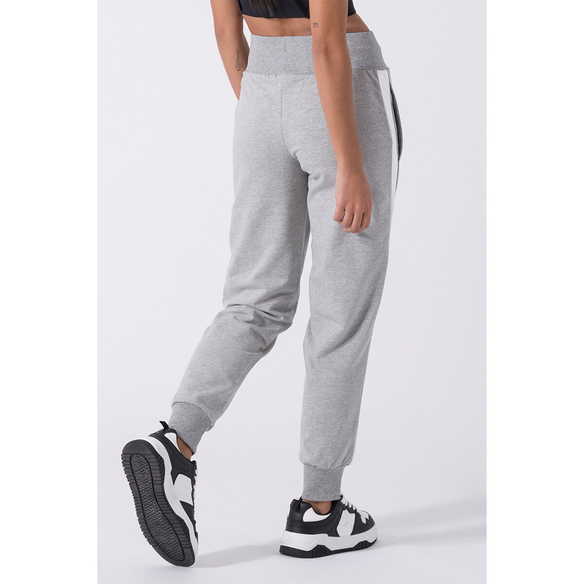 Pantalón de mujer bandas laterales satén Everlast - Blanco Blanco-2