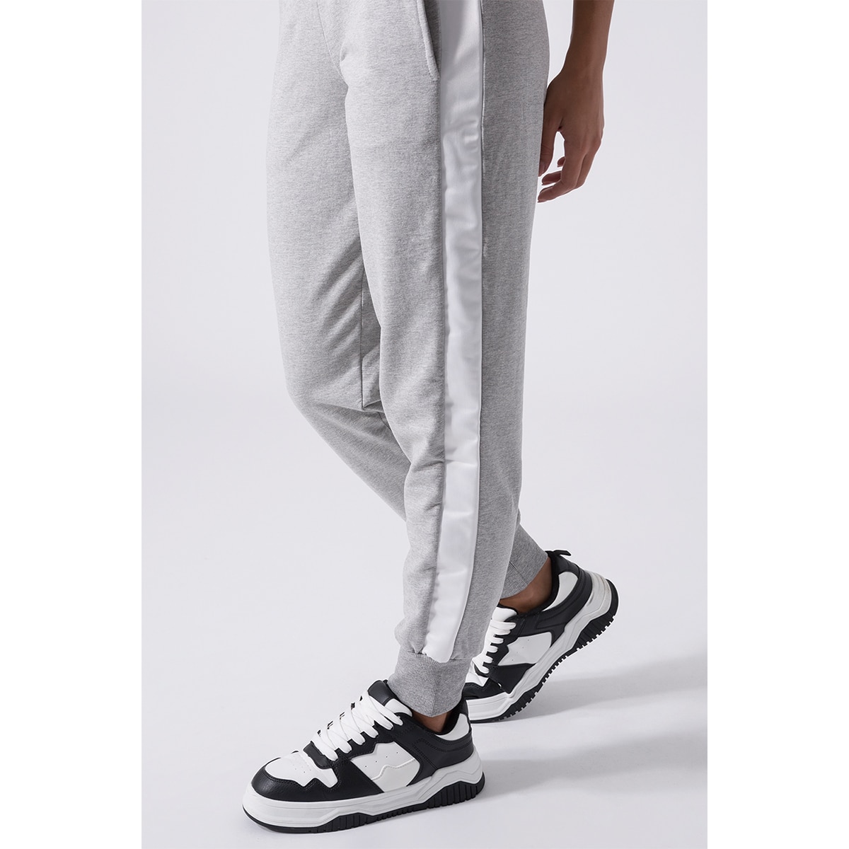 Pantalón de mujer bandas laterales satén Everlast - Blanco Blanco-3