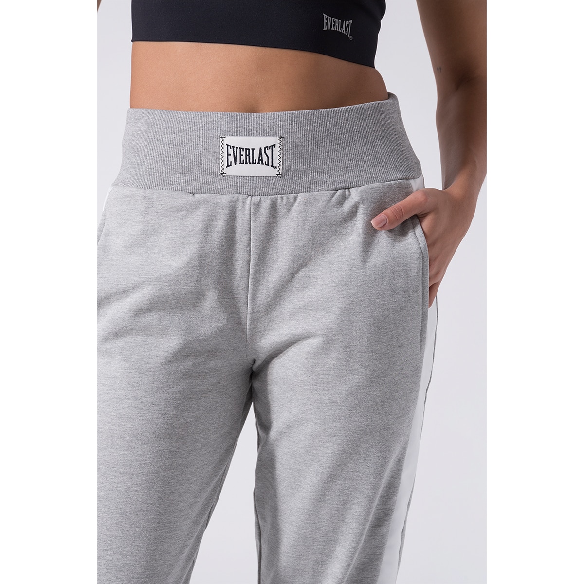 Pantalón de mujer bandas laterales satén Everlast - Blanco Blanco-4