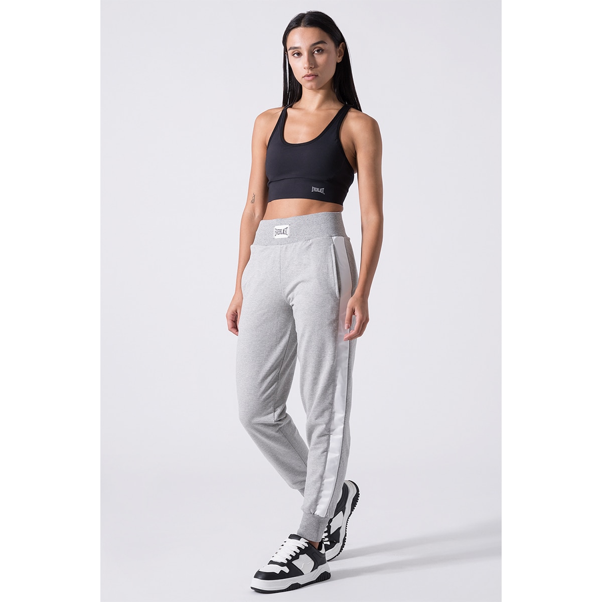 Pantalón de mujer bandas laterales satén Everlast - Blanco Blanco-5