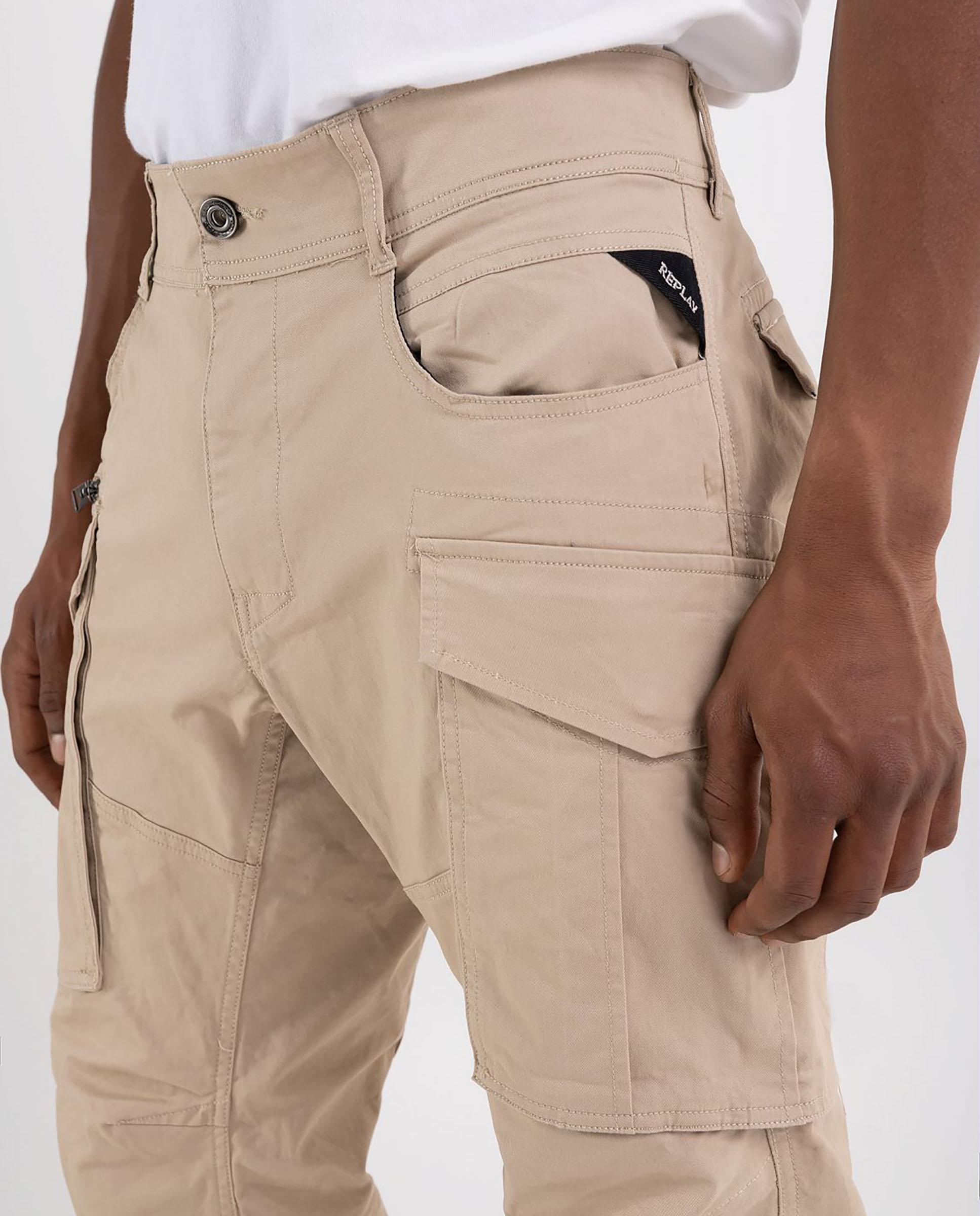Imagen 4 de Pantalón cargo de hombre regular - Replay - Beige Beige