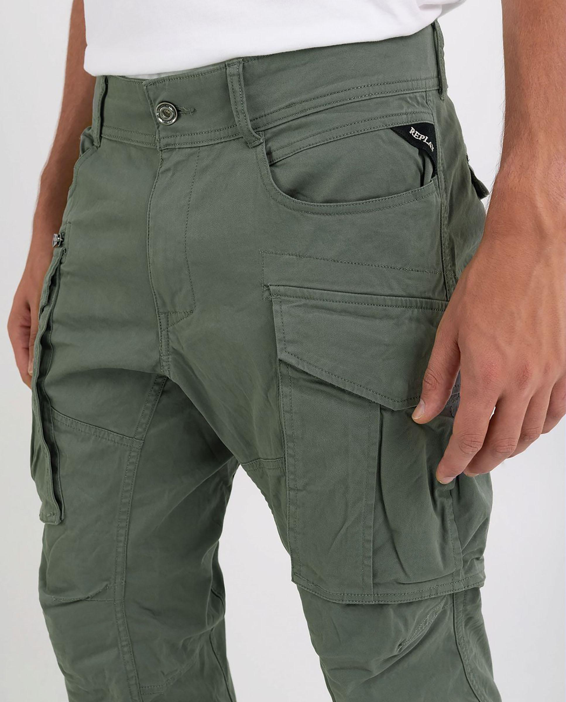 Imagen 4 de Pantalón cargo de hombre con trabillas - Replay - Verde militar Verde militar