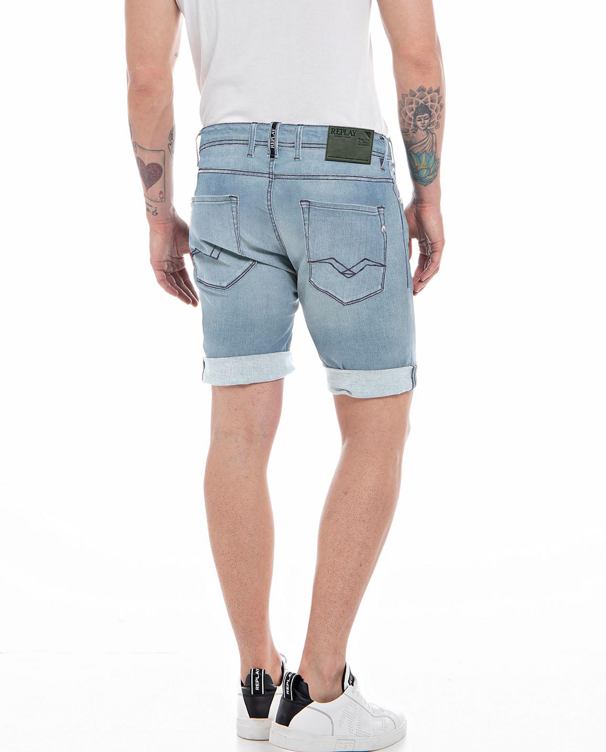 Bermuda vaquera de hombre slim fit cinco bolsillos - Replay - Azul claro Azul claro-2