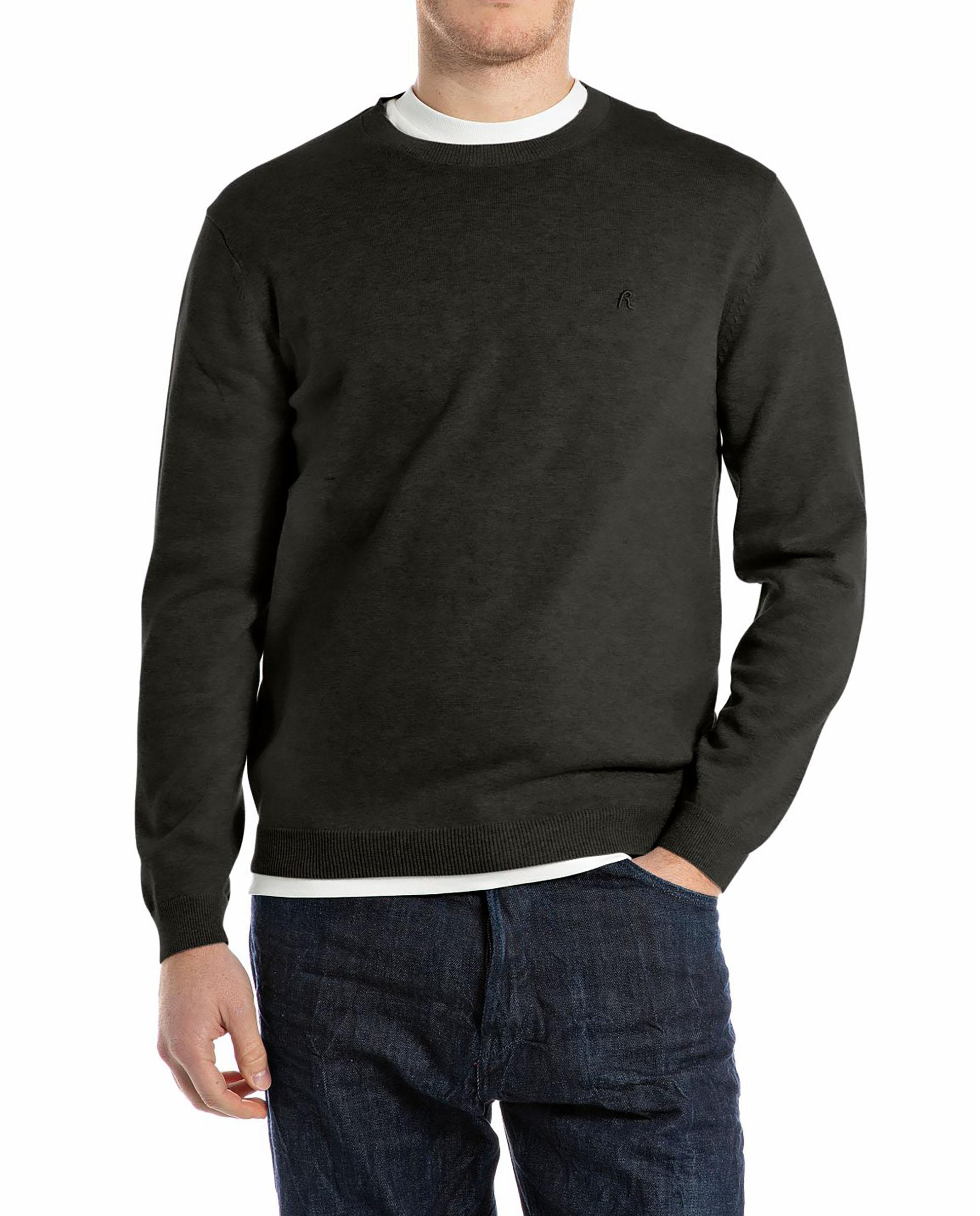 Imagen 0 de Jersey de hombre de cuello redondo de algodón Negro