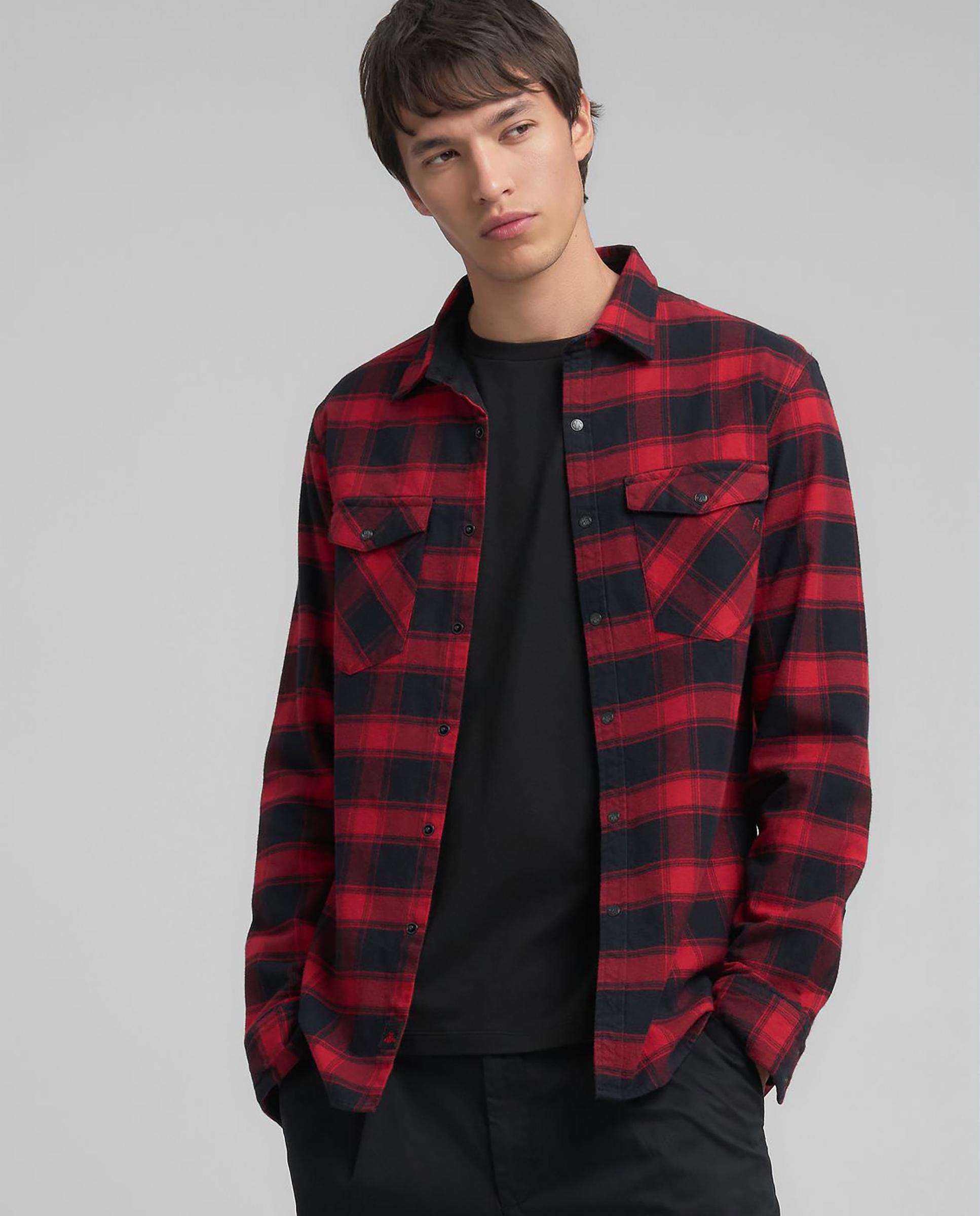Camisa de hombre de manga larga a cuadros - Replay - Rojo Rojo-2