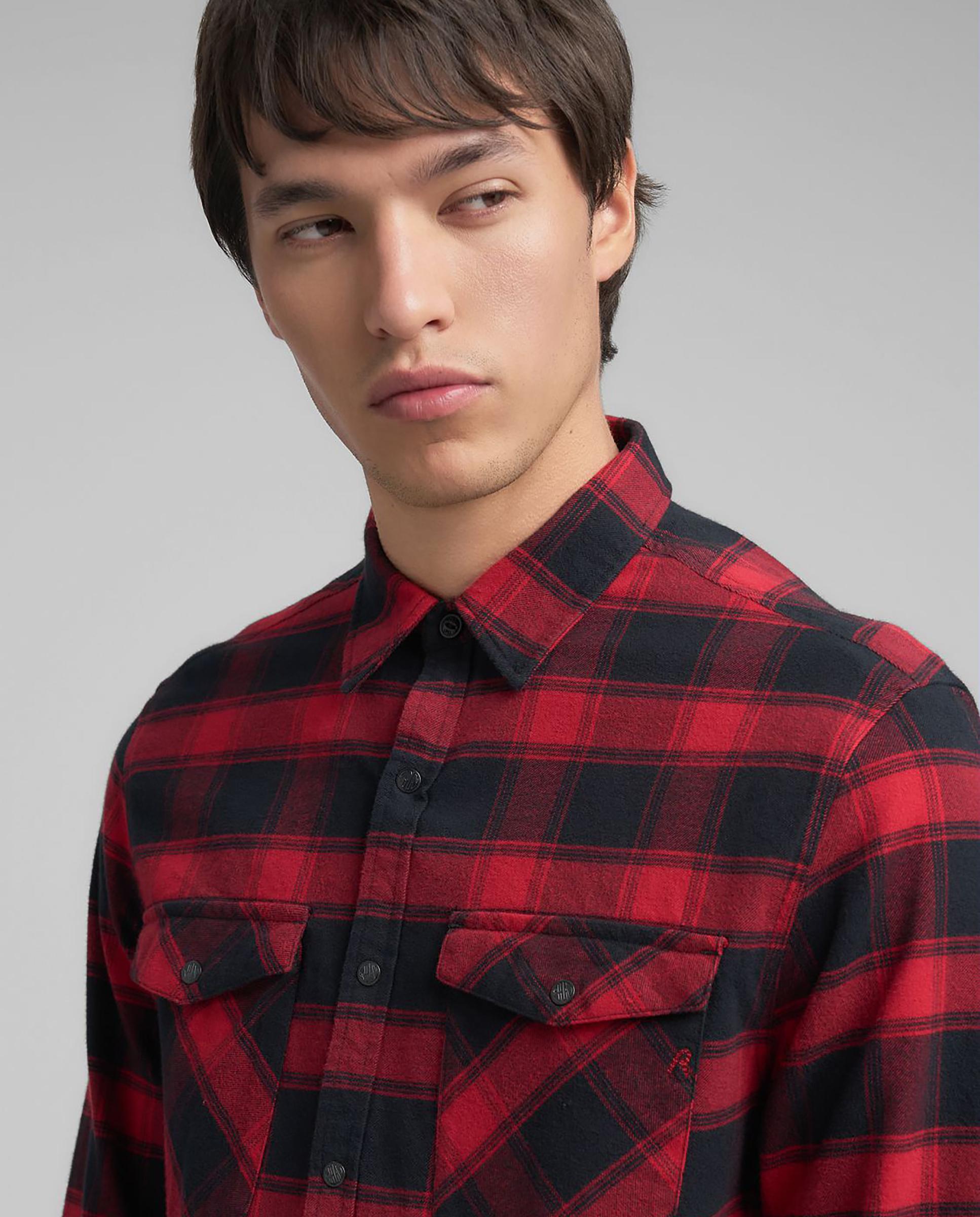 Camisa de hombre de manga larga a cuadros - Replay - Rojo Rojo-4