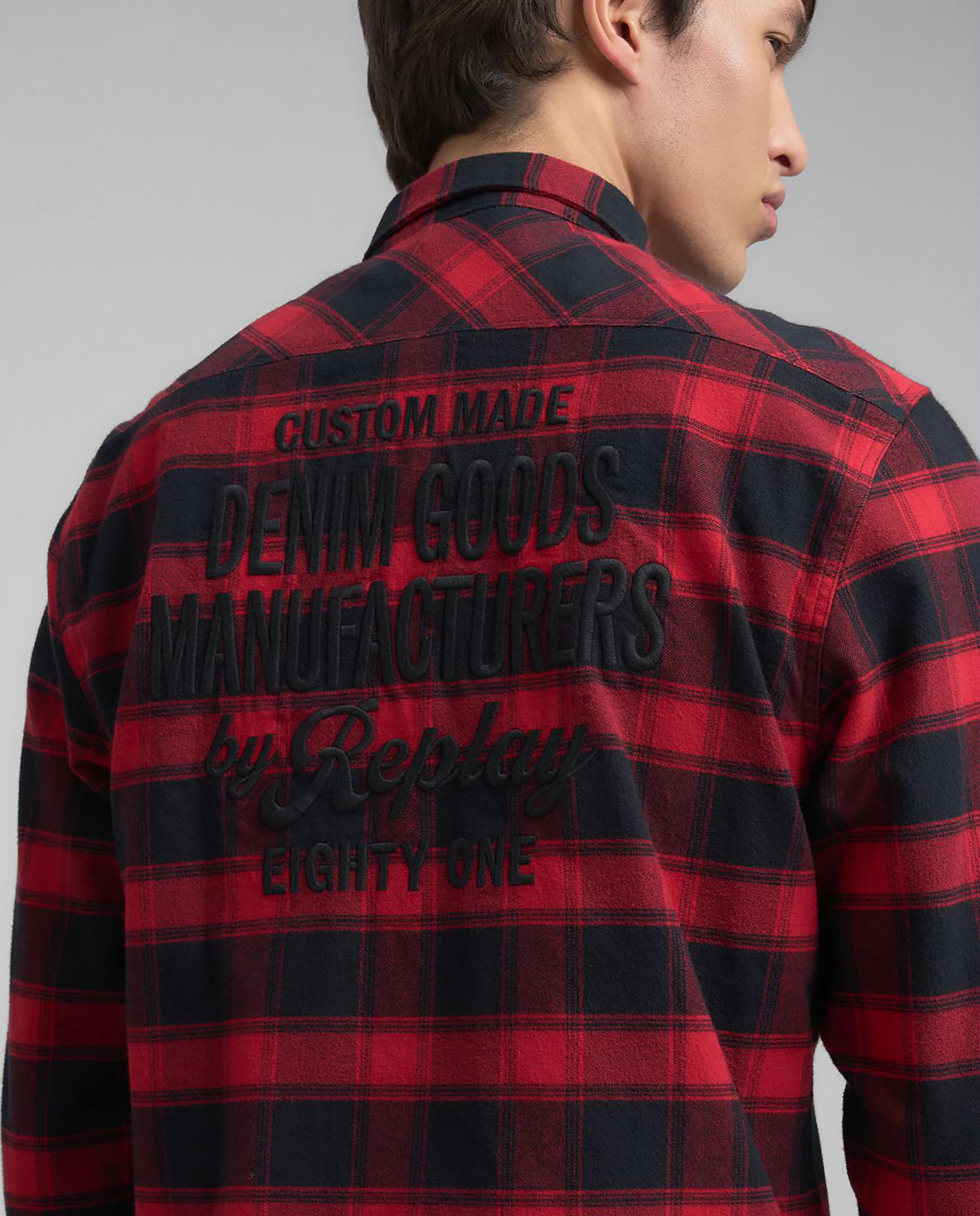 Camisa de hombre de manga larga a cuadros - Replay - Rojo Rojo-5