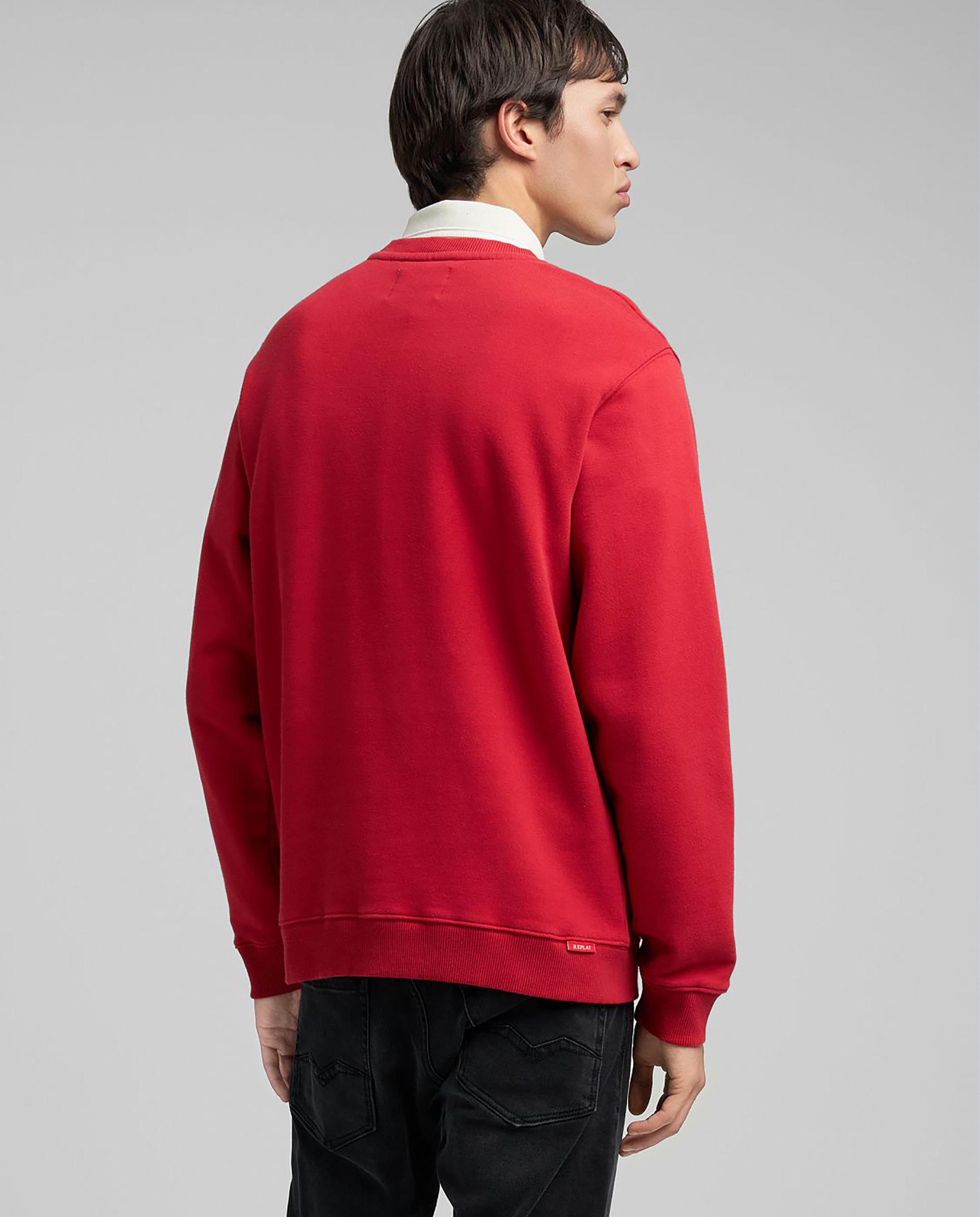 Sudadera de hombre de cuello redondo con R bordada - Replay - Rojo Rojo-3