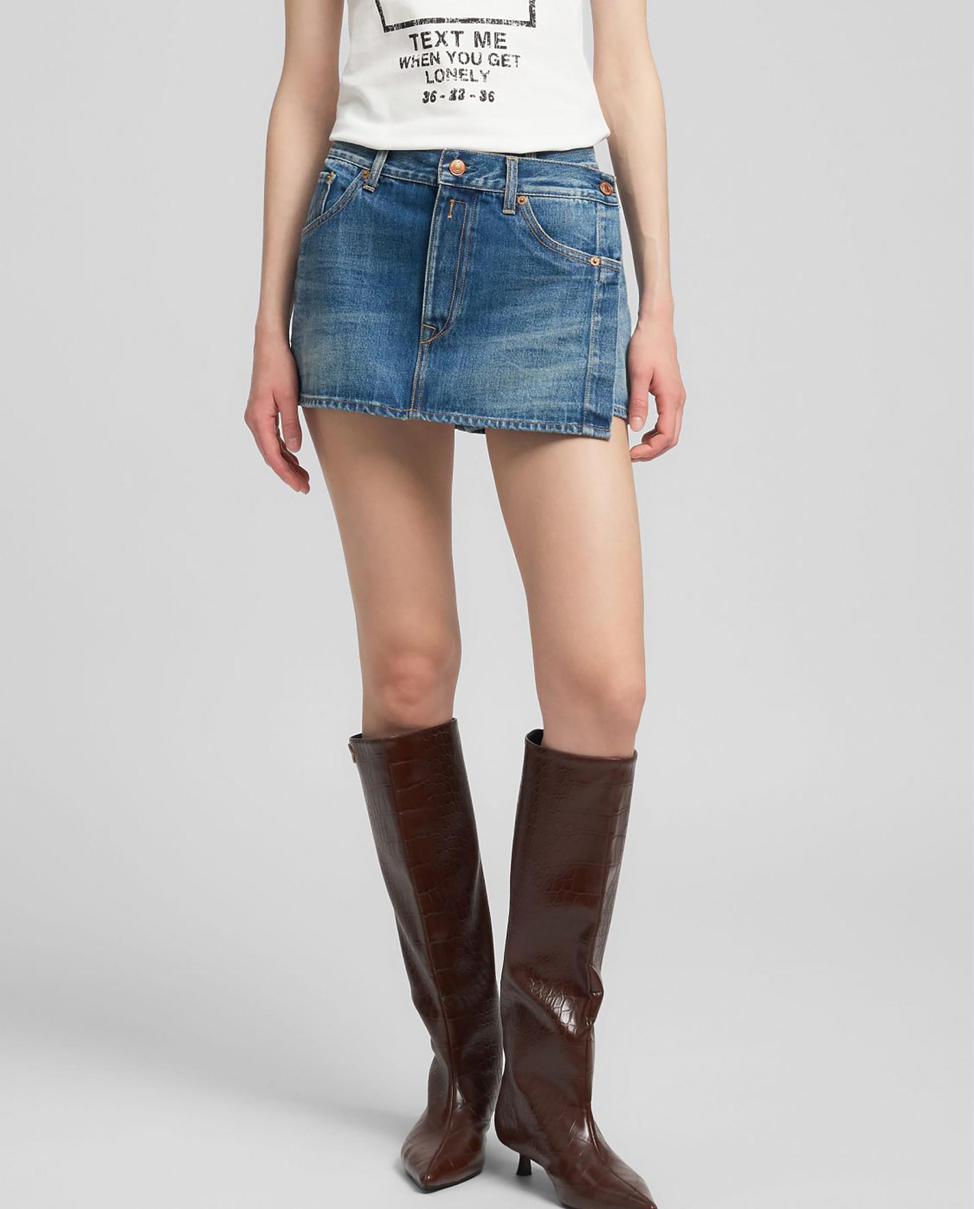 Replay - Falda corta denim cruzada.