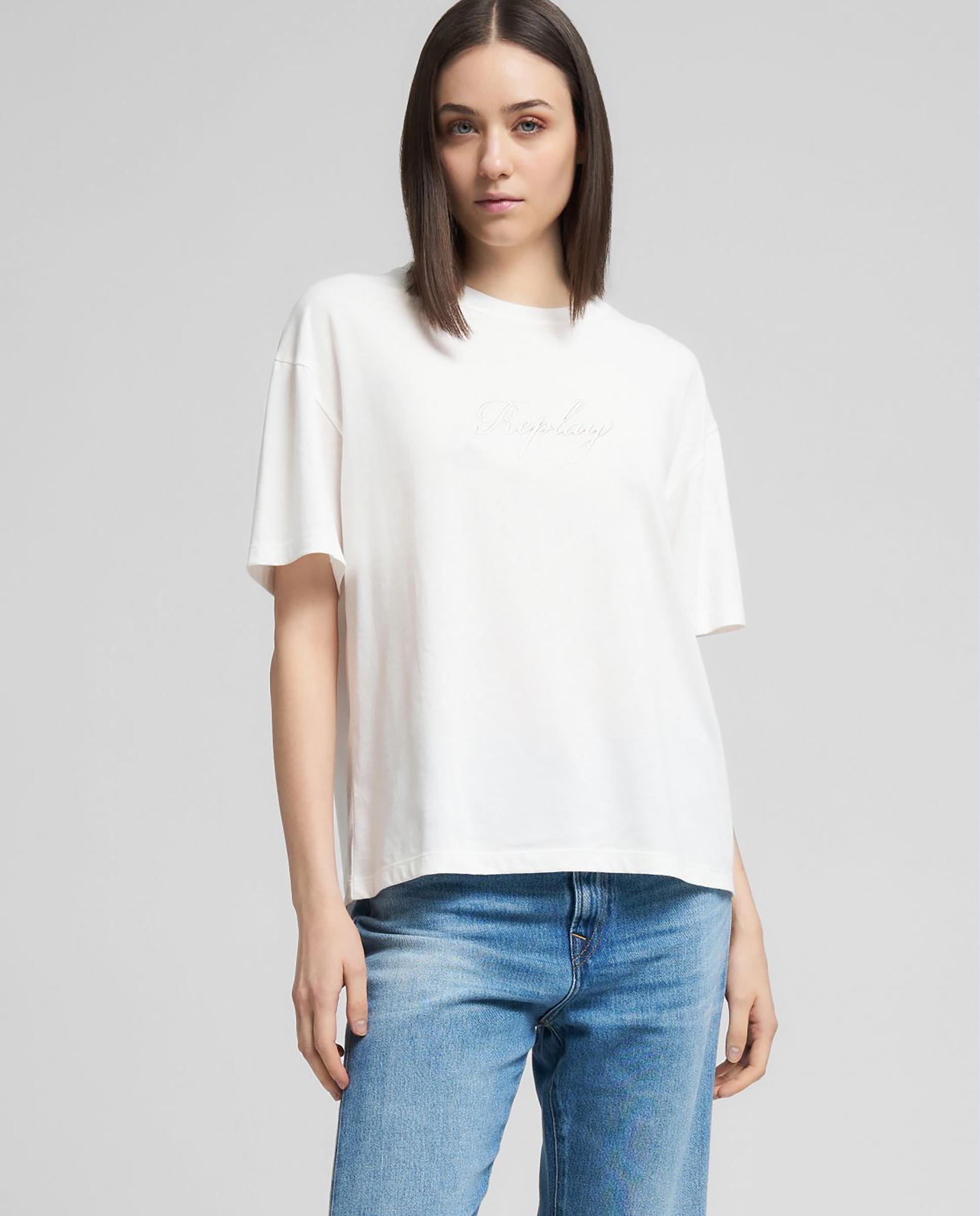 Replay - Camiseta de mujer de manga corta y cuello redondo.