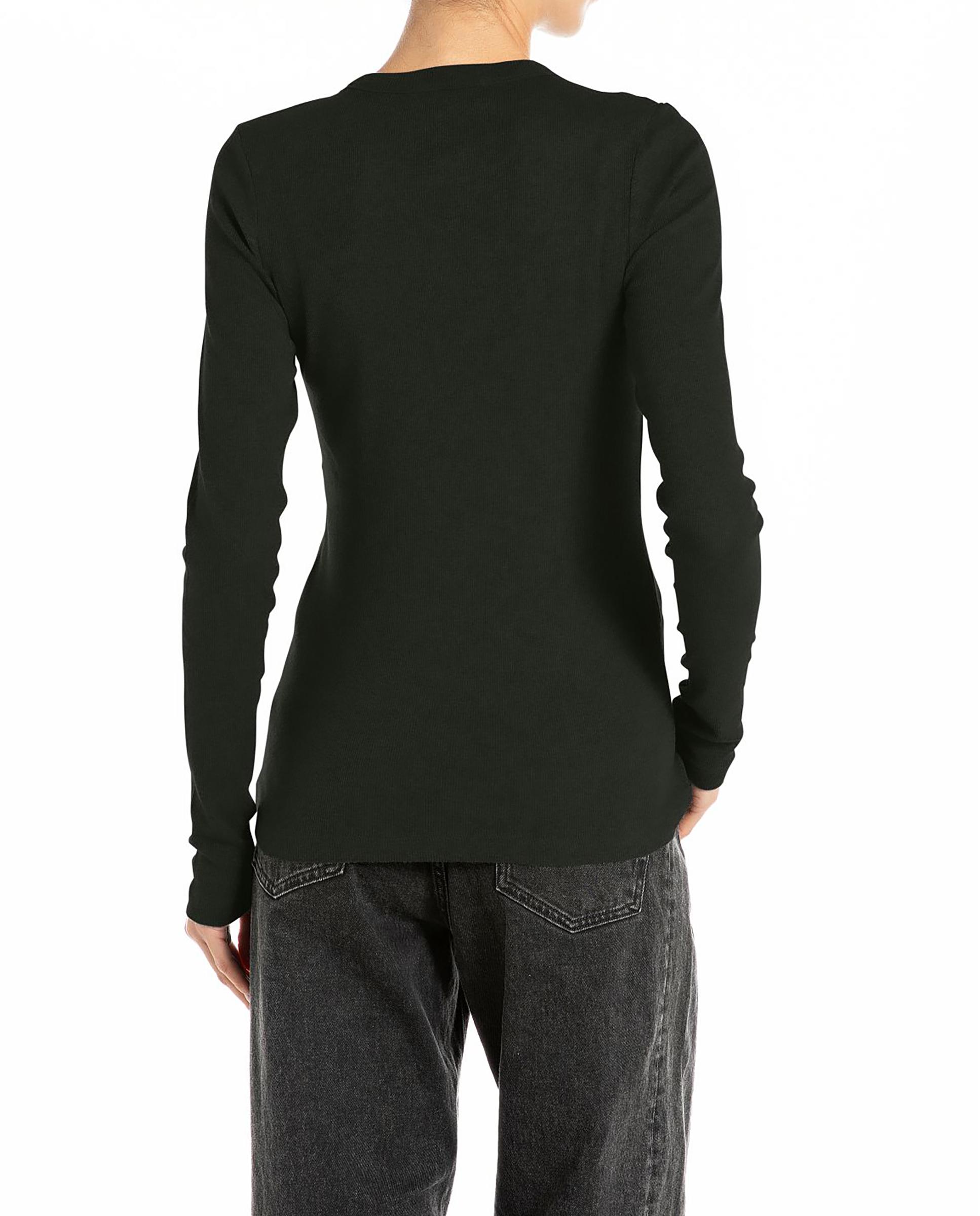 Camiseta de mujer de manga larga y cuello redondo - Replay - Negro Negro-2