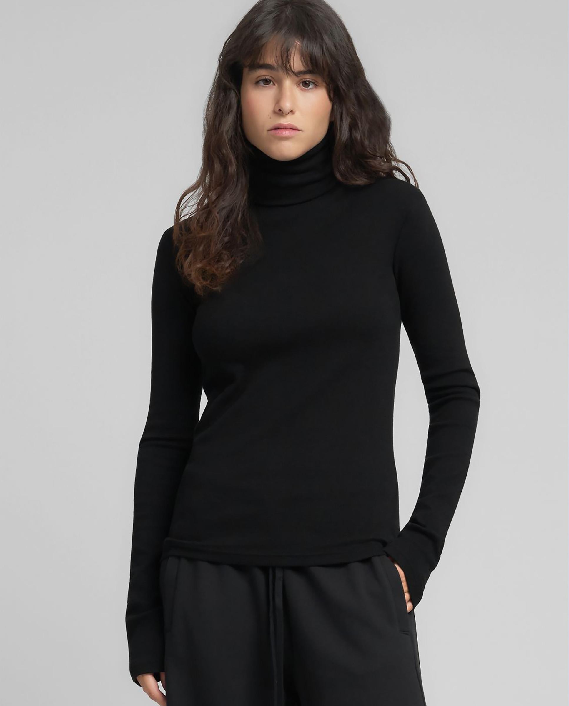 Camiseta de mujer de manga larga y cuello vuelto - Replay - Negro Negro-1
