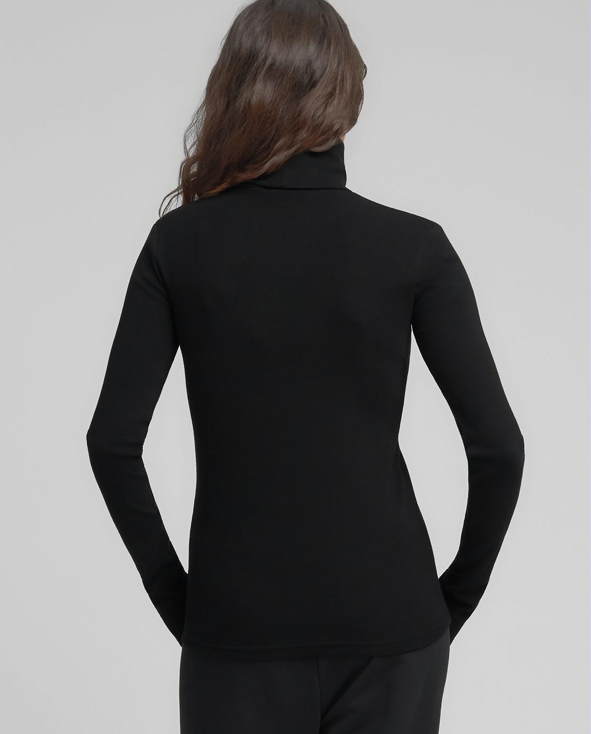 Camiseta de mujer de manga larga y cuello vuelto - Replay - Negro Negro-3