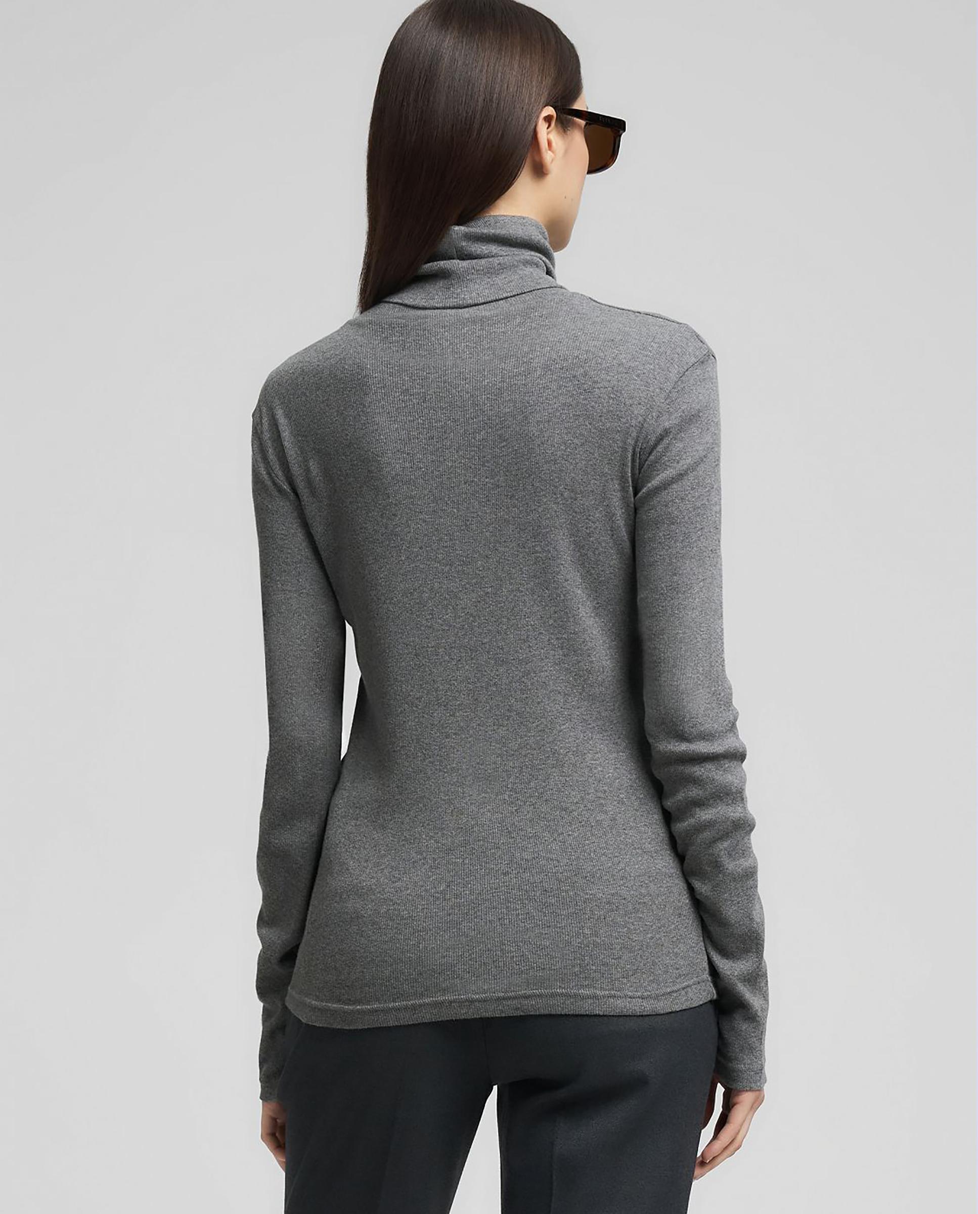 Camiseta de mujer de manga larga y cuello vuelto - Replay - Gris Gris-3