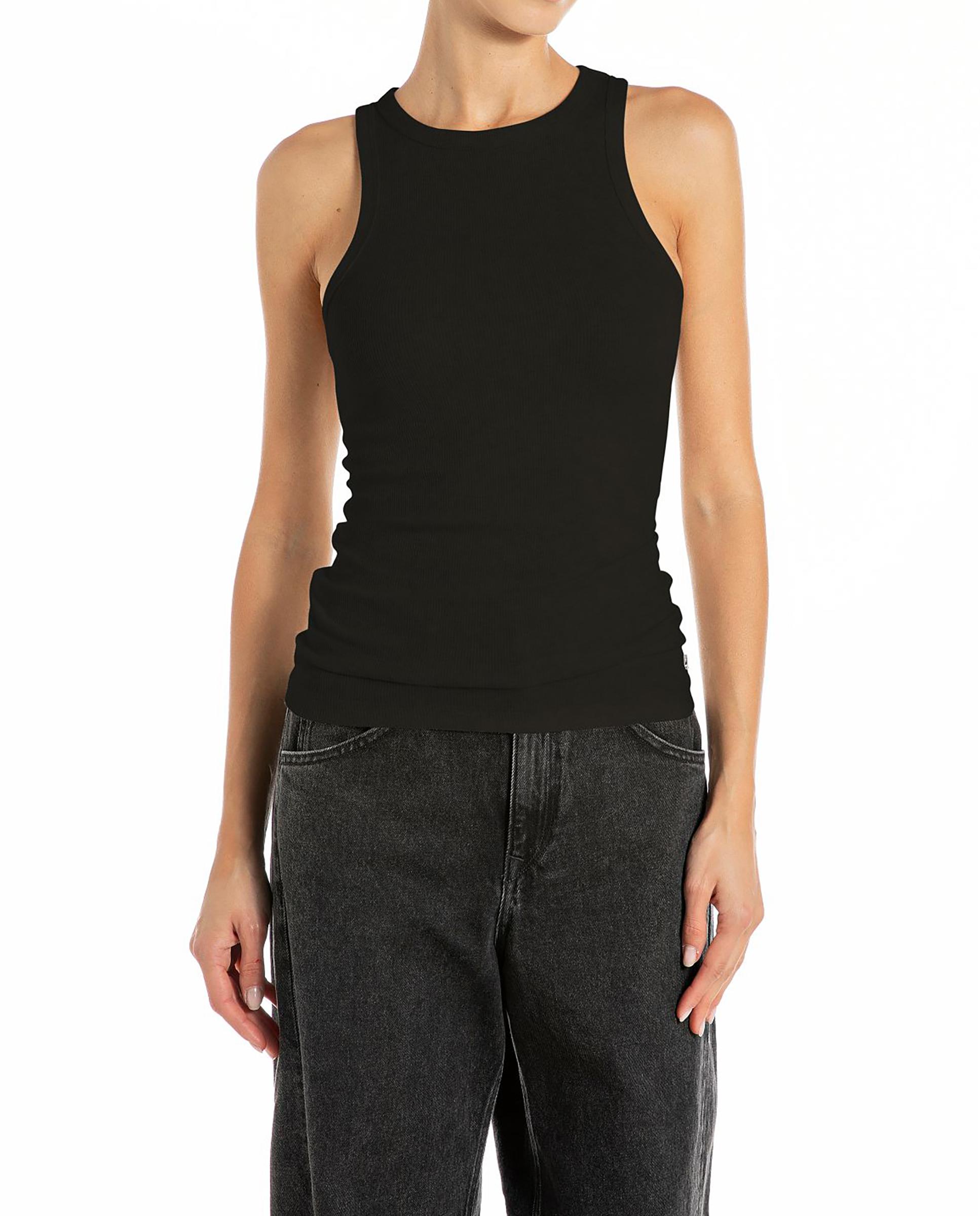 Replay - Camiseta de mujer en canalé sin mangas.
