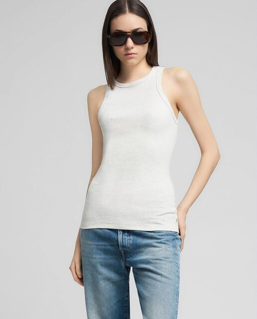 Imagen 0 de Camiseta de mujer en canalé sin mangas