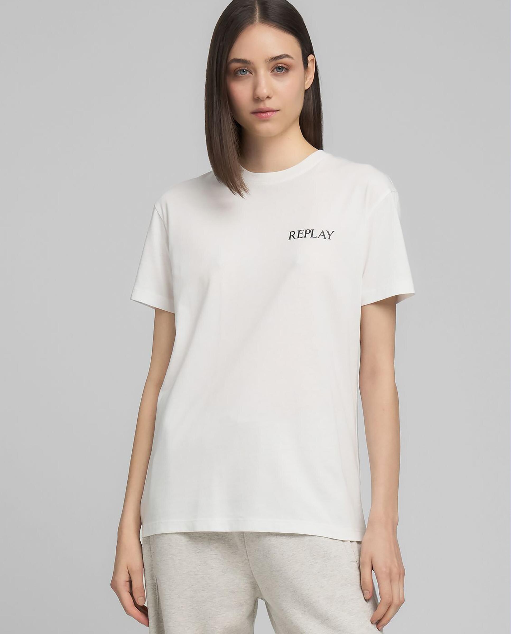 Camiseta de mujer de manga corta y cuello redondo - Replay - Blanco Blanco-2