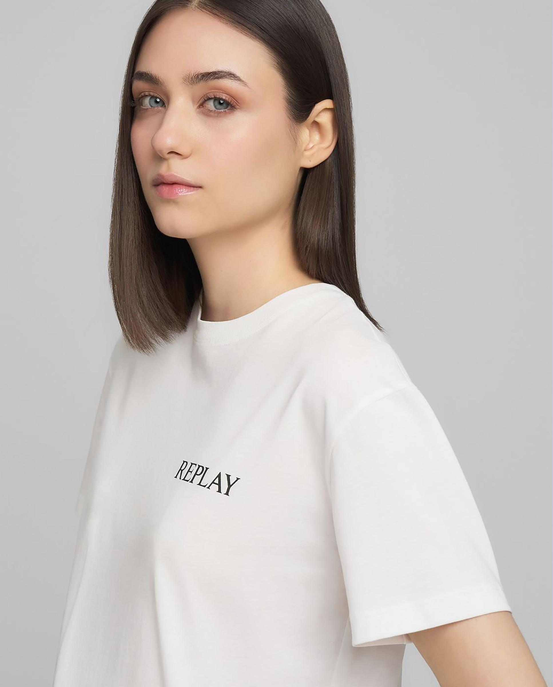 Camiseta de mujer de manga corta y cuello redondo - Replay - Blanco Blanco-5
