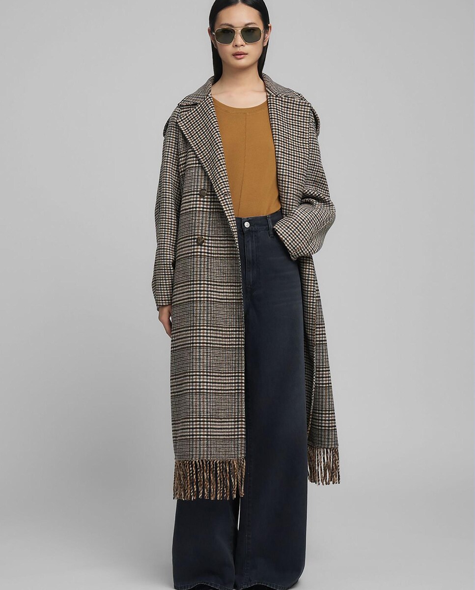 Abrigo de paño de mujer largo a cuadros · Replay · El Corte Inglés