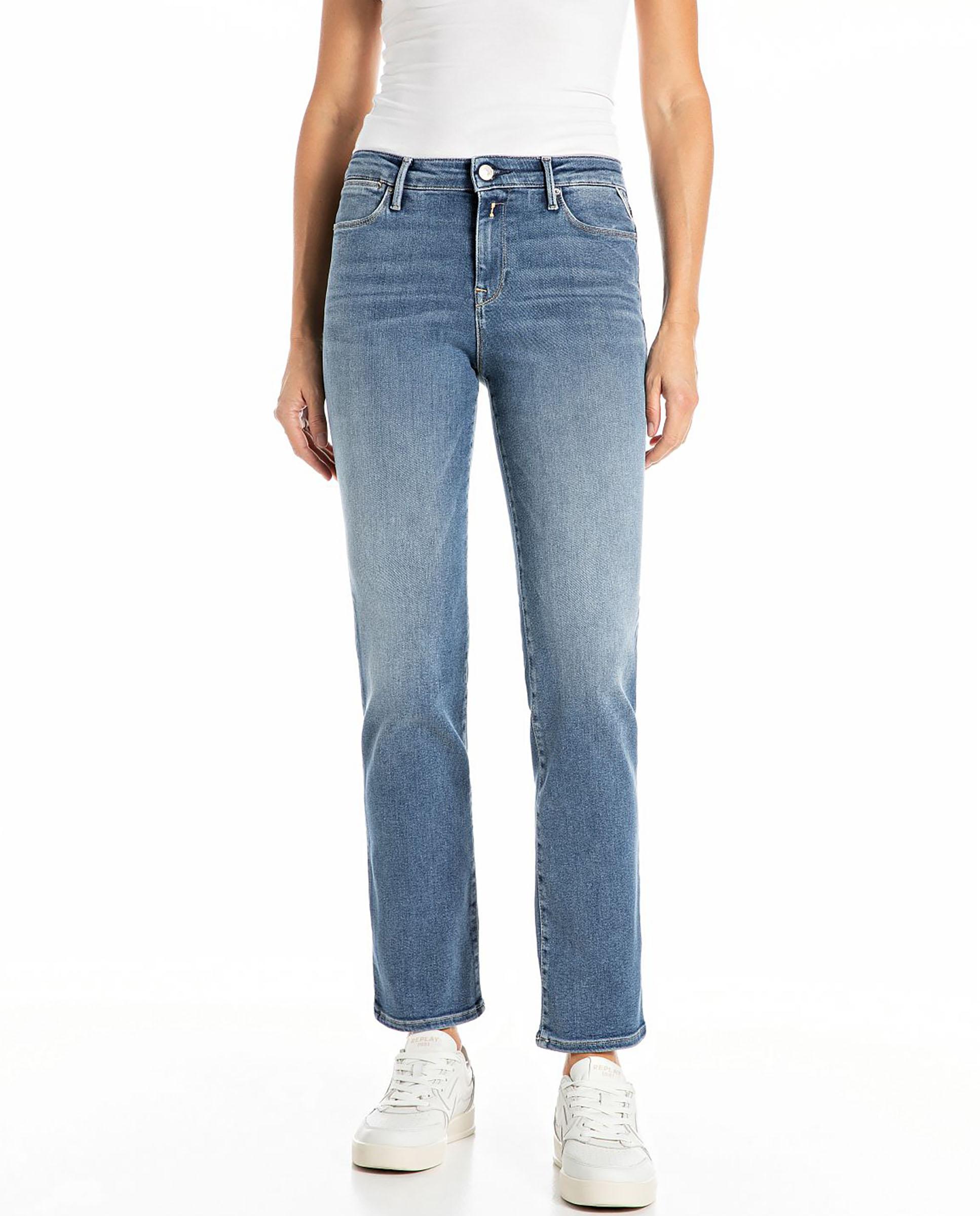 Vaquero recto de mujer de tiro medio tobillero - Replay - Azul denim Azul denim-1