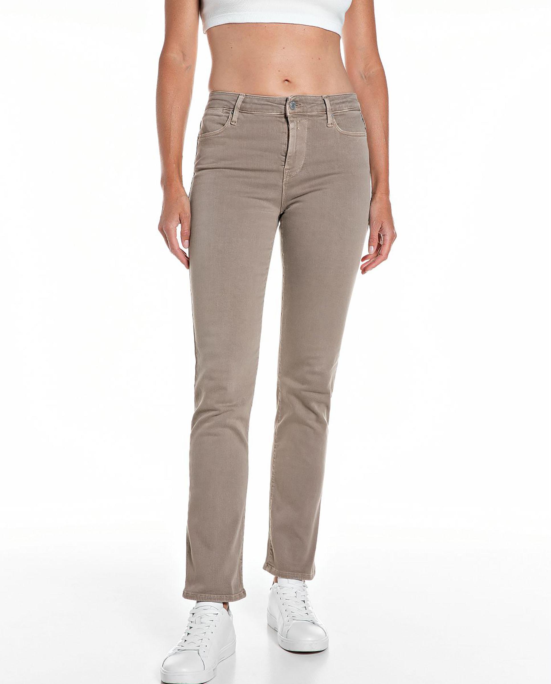 Vaquero recto de mujer de tiro medio tobillero - Replay - Beige Beige-1
