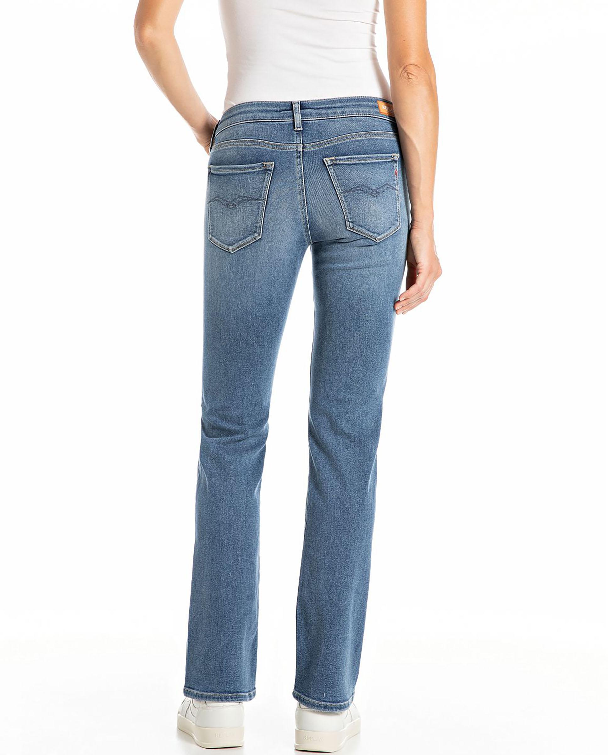 Vaquero recto de mujer de tiro medio cinco bolsillos - Replay - Azul denim Azul denim-2