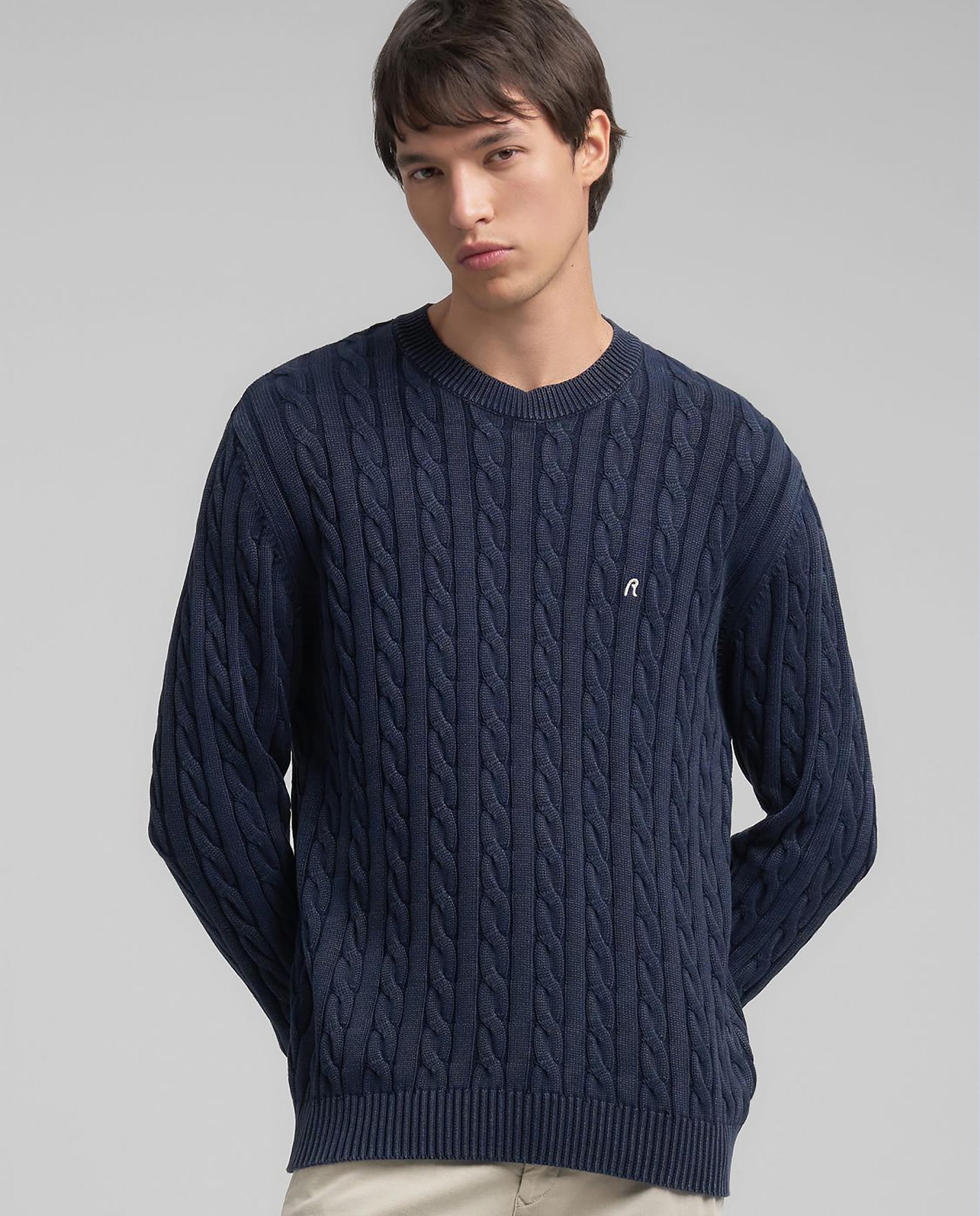 Jersey de hombre trenzado con cuello redondo - Replay - Azul marino Azul marino-2