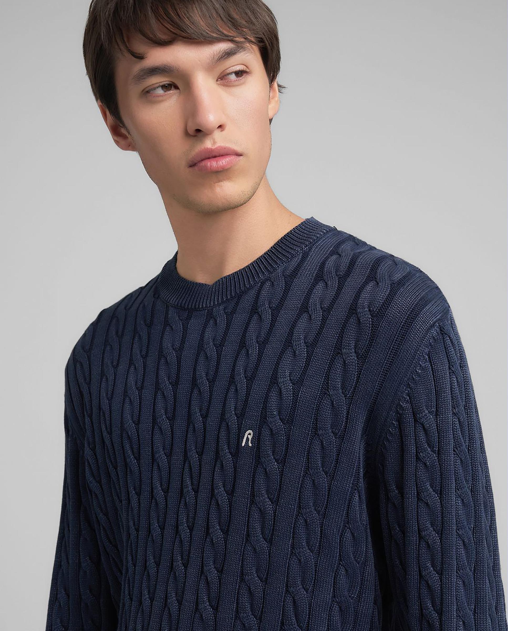 Jersey de hombre trenzado con cuello redondo - Replay - Azul marino Azul marino-4
