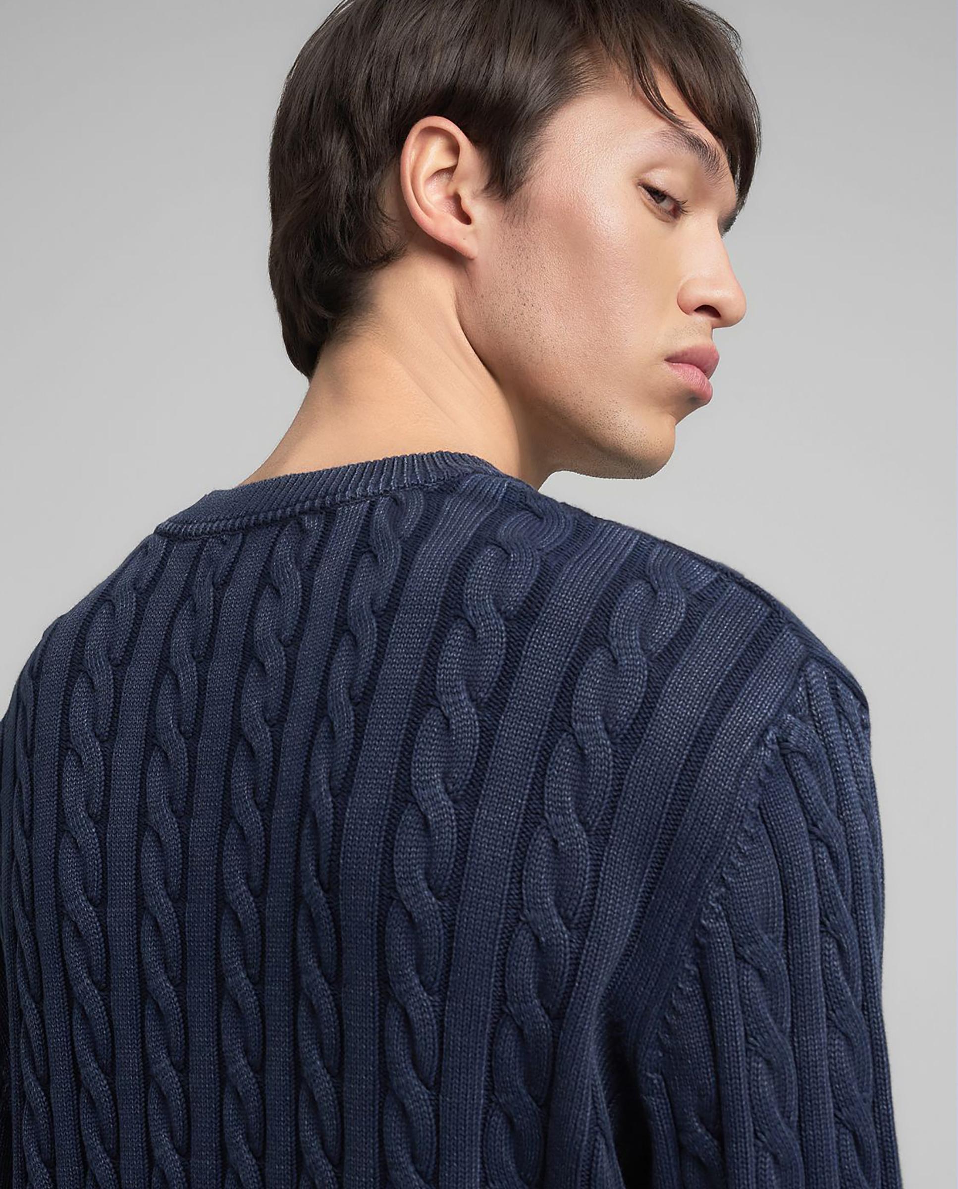 Jersey de hombre trenzado con cuello redondo - Replay - Azul marino Azul marino-6