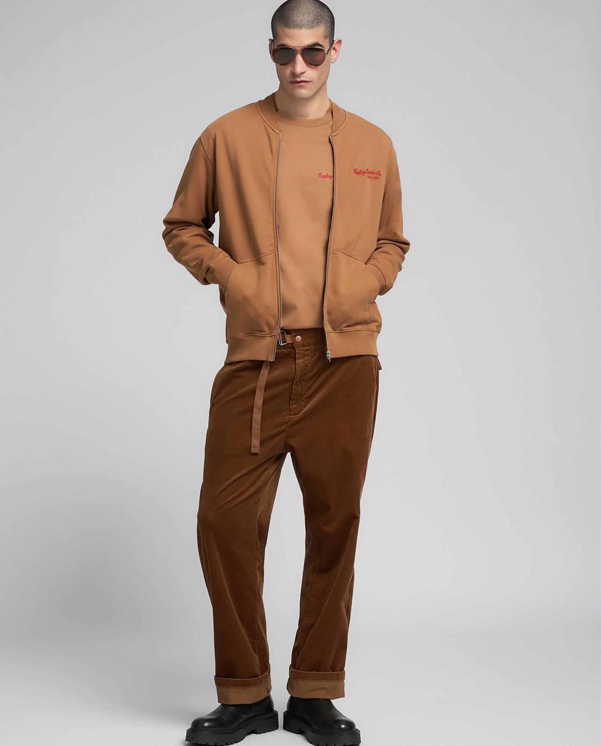Imagen 0 de Sudadera de hombre de cuello redondo con cierre de cremallera Camel