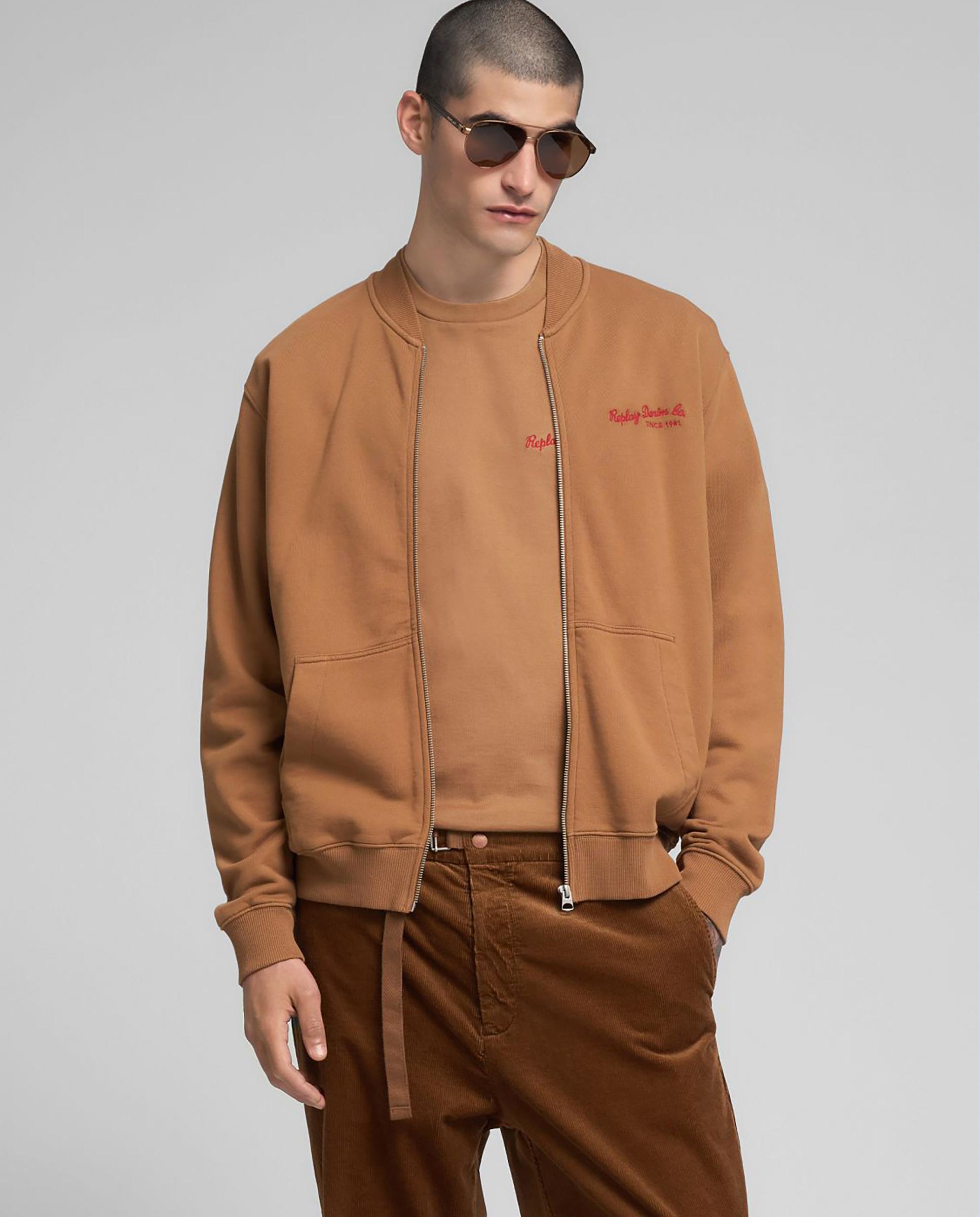 Sudadera de hombre de cuello redondo con cierre de cremallera - Replay - Camel Camel-2