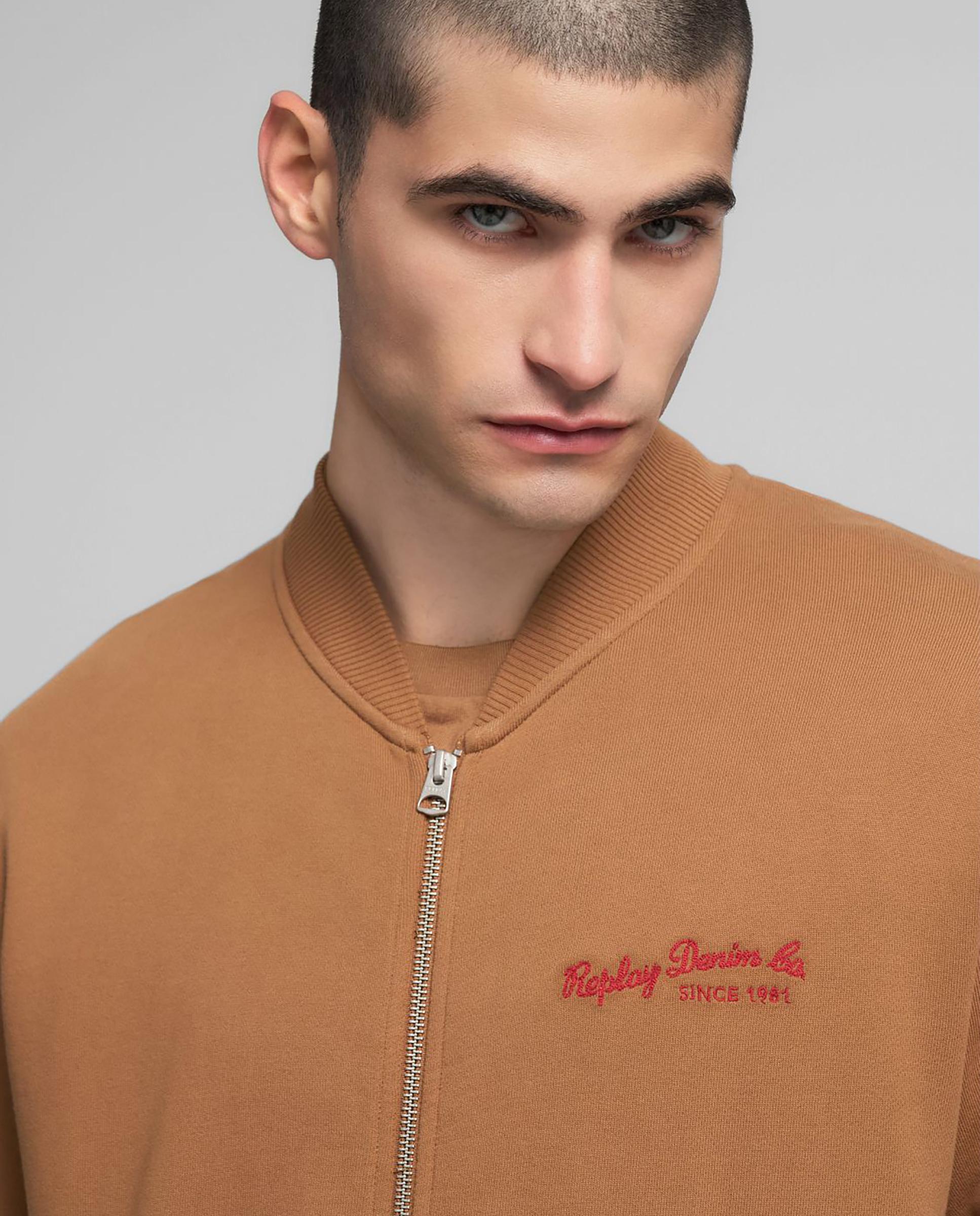 Sudadera de hombre de cuello redondo con cierre de cremallera - Replay - Camel Camel-4