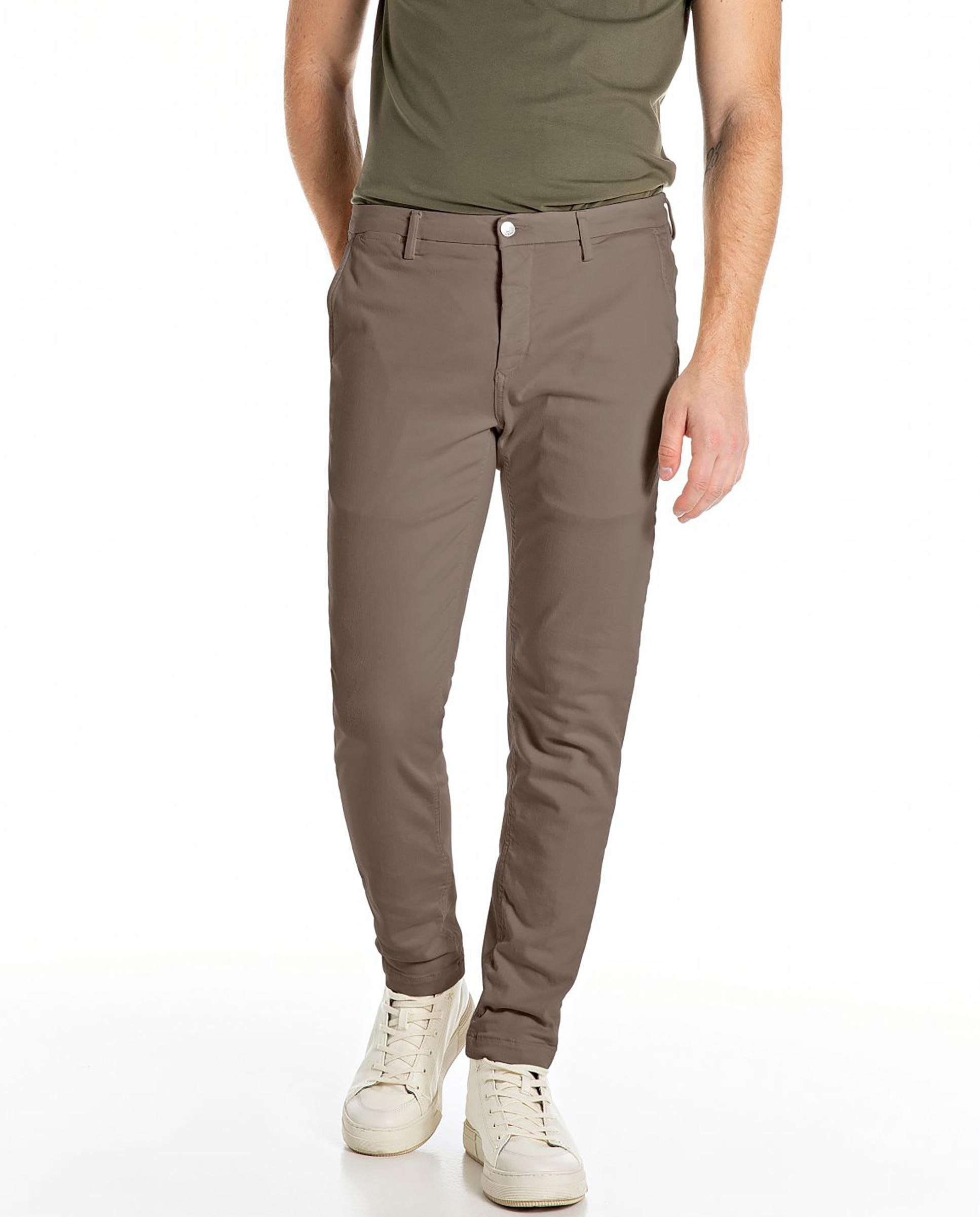 Chinos de hombre slim elásticos - Replay - Marrón claro Marrón claro-1