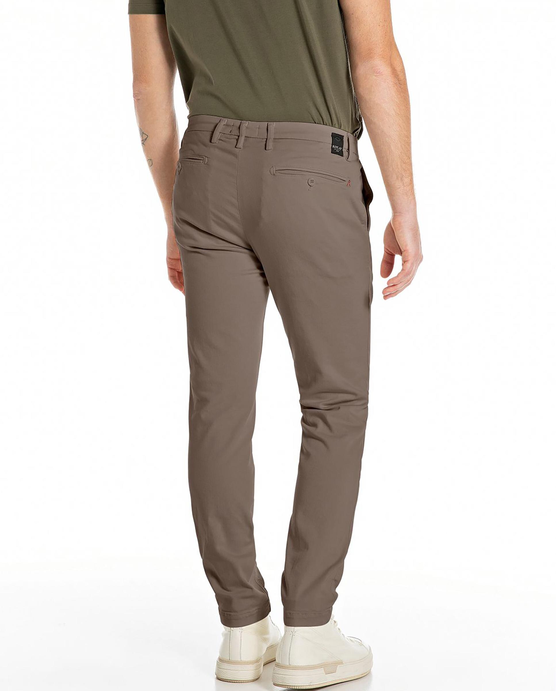 Chinos de hombre slim fit con bolsillos - Replay - Marrón Marrón-2
