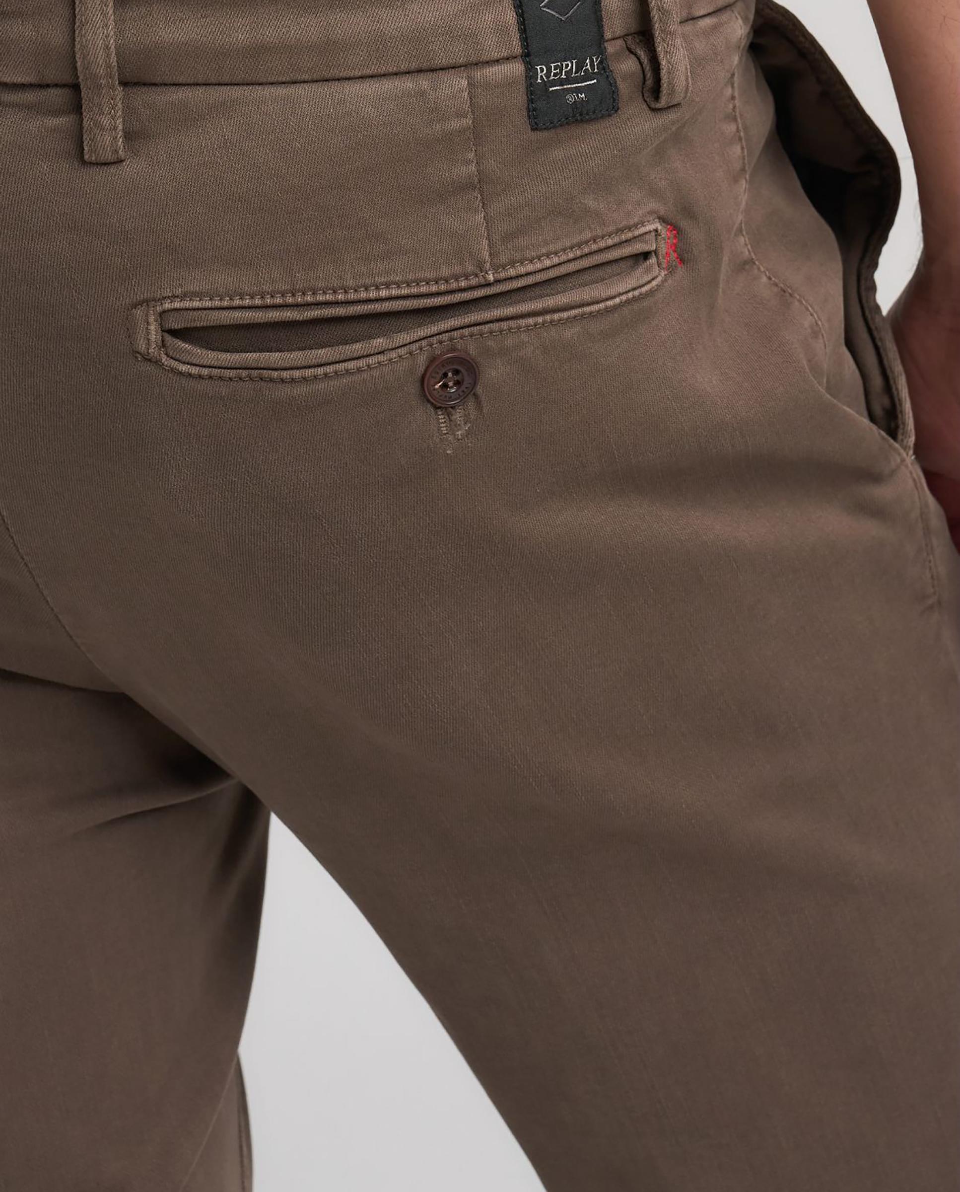 Chinos de hombre slim fit con bolsillos - Replay - Marrón Marrón-6