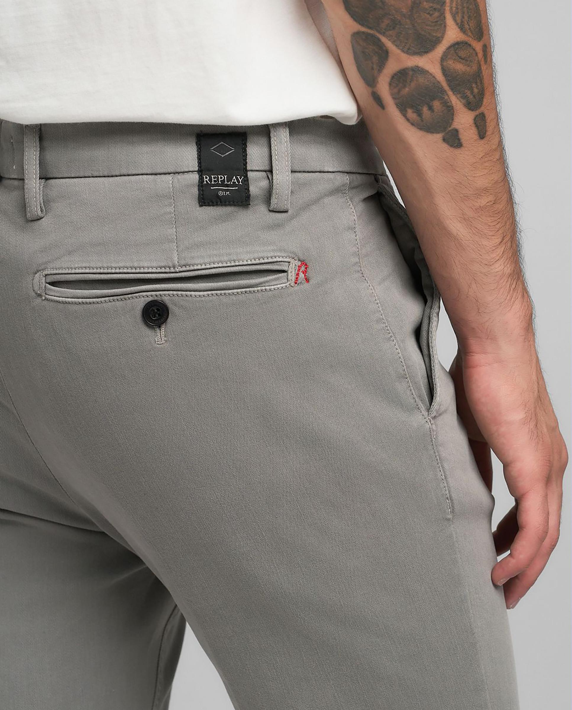 Chinos de hombre slim fit con bolsillos - Replay - Gris Gris-6