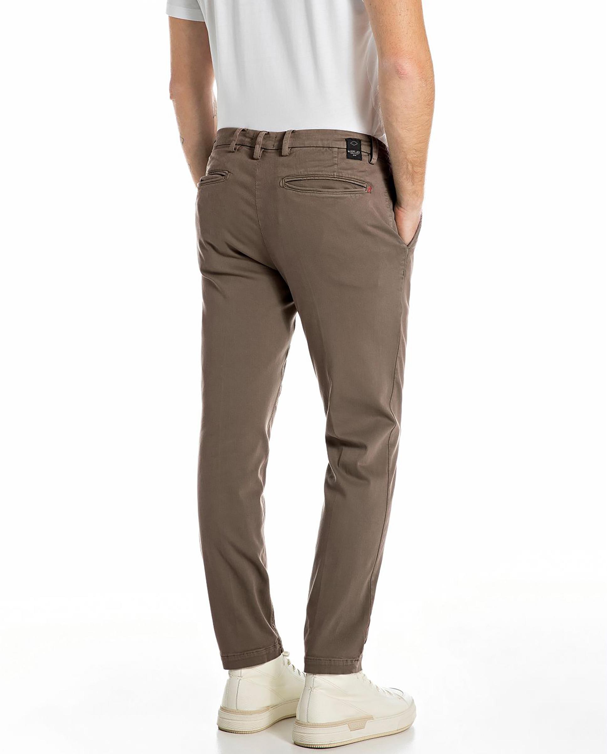 Chinos de hombre regular fit con bolsillos - Replay - Marrón Marrón-2