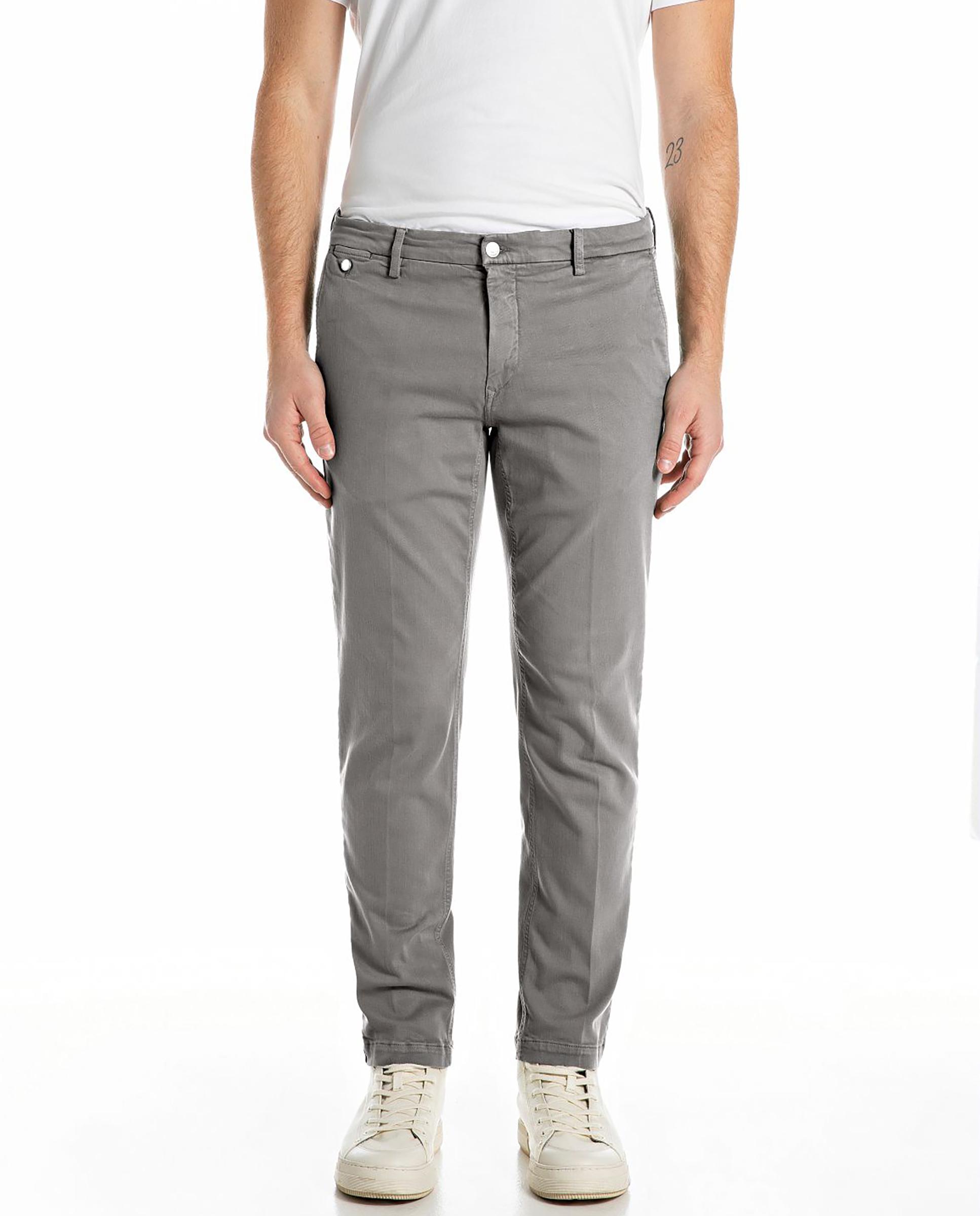 Chinos de hombre regular elásticos - Replay - Gris claro Gris claro-1