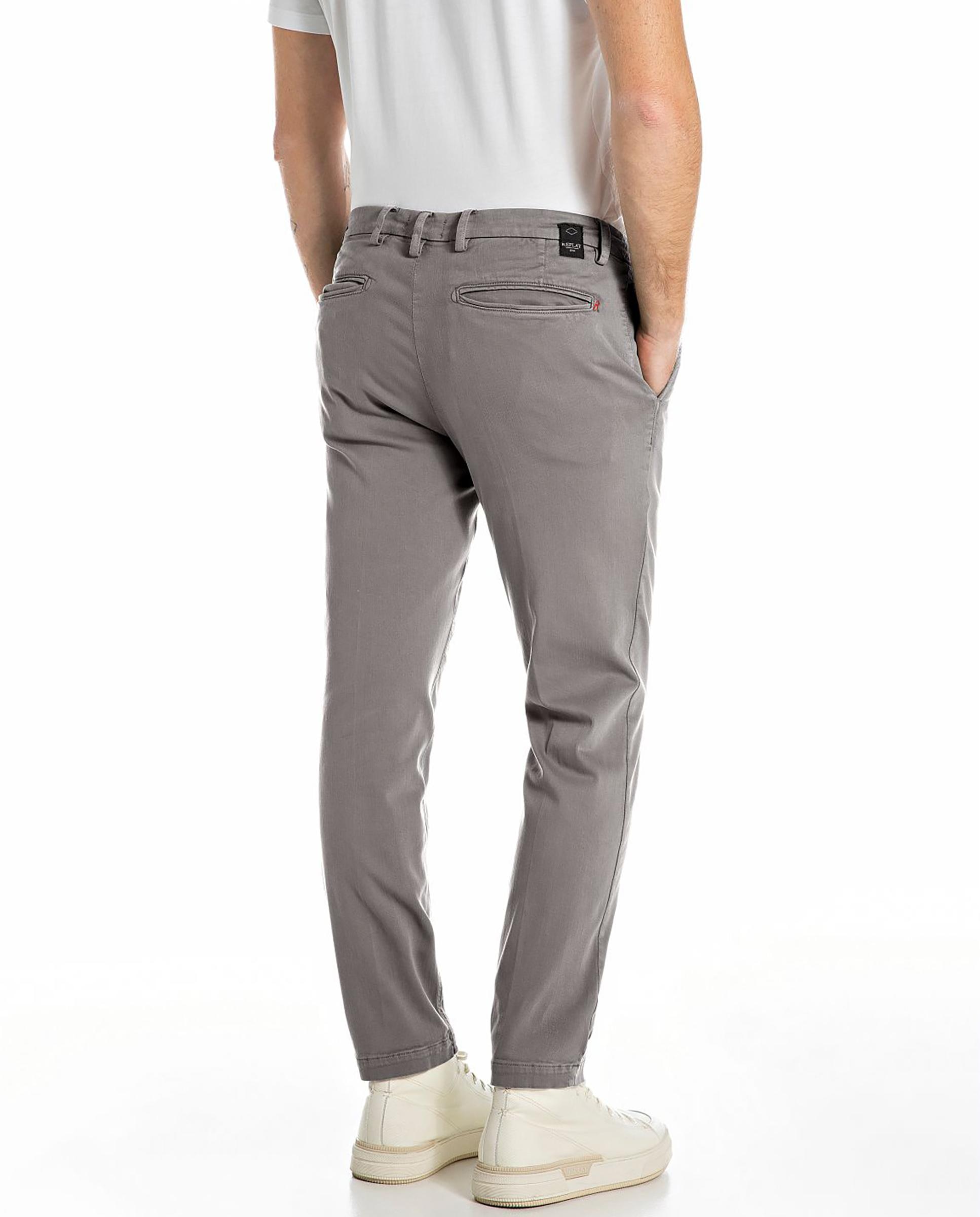 Chinos de hombre regular elásticos - Replay - Gris claro Gris claro-2