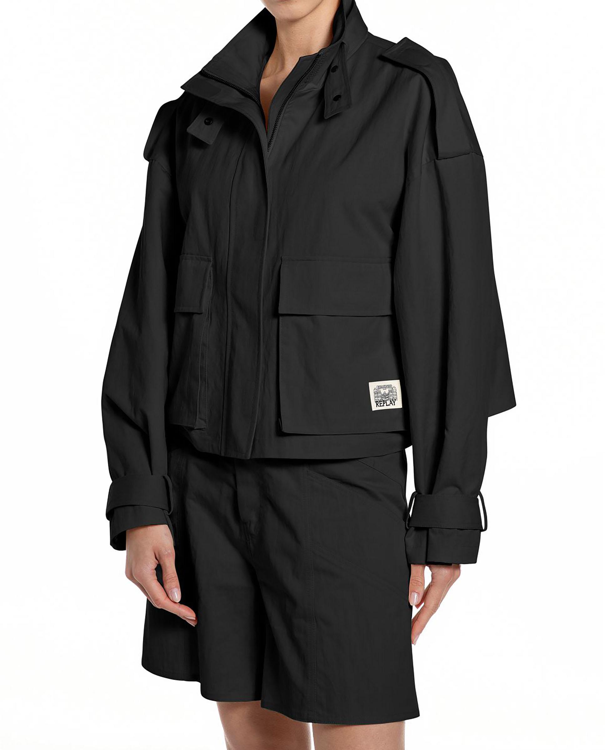 Chaqueta de mujer corta estilo gabardina - Replay - Negro Negro-1