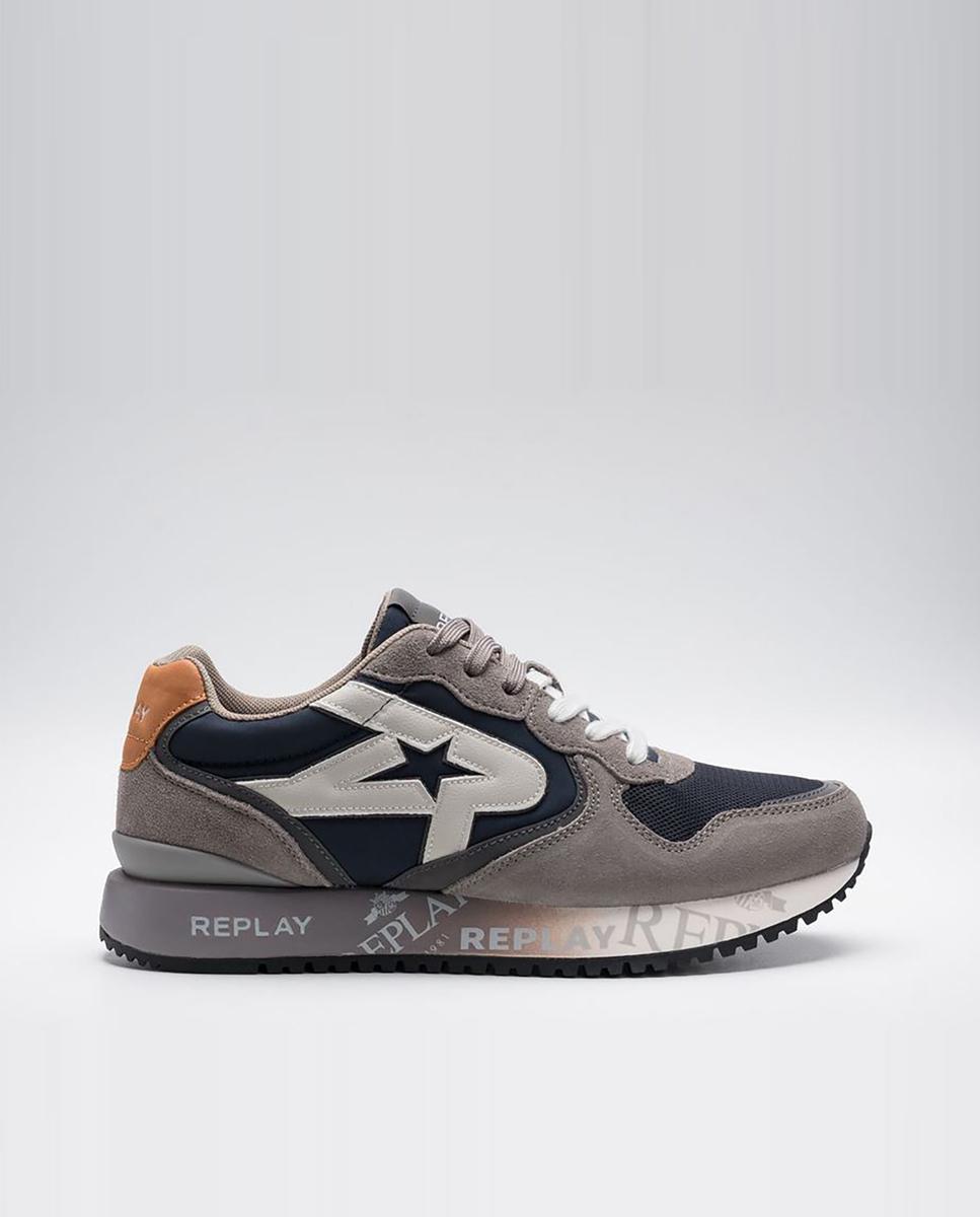 Zapatillas retro de hombre con cordones y letras en la suela